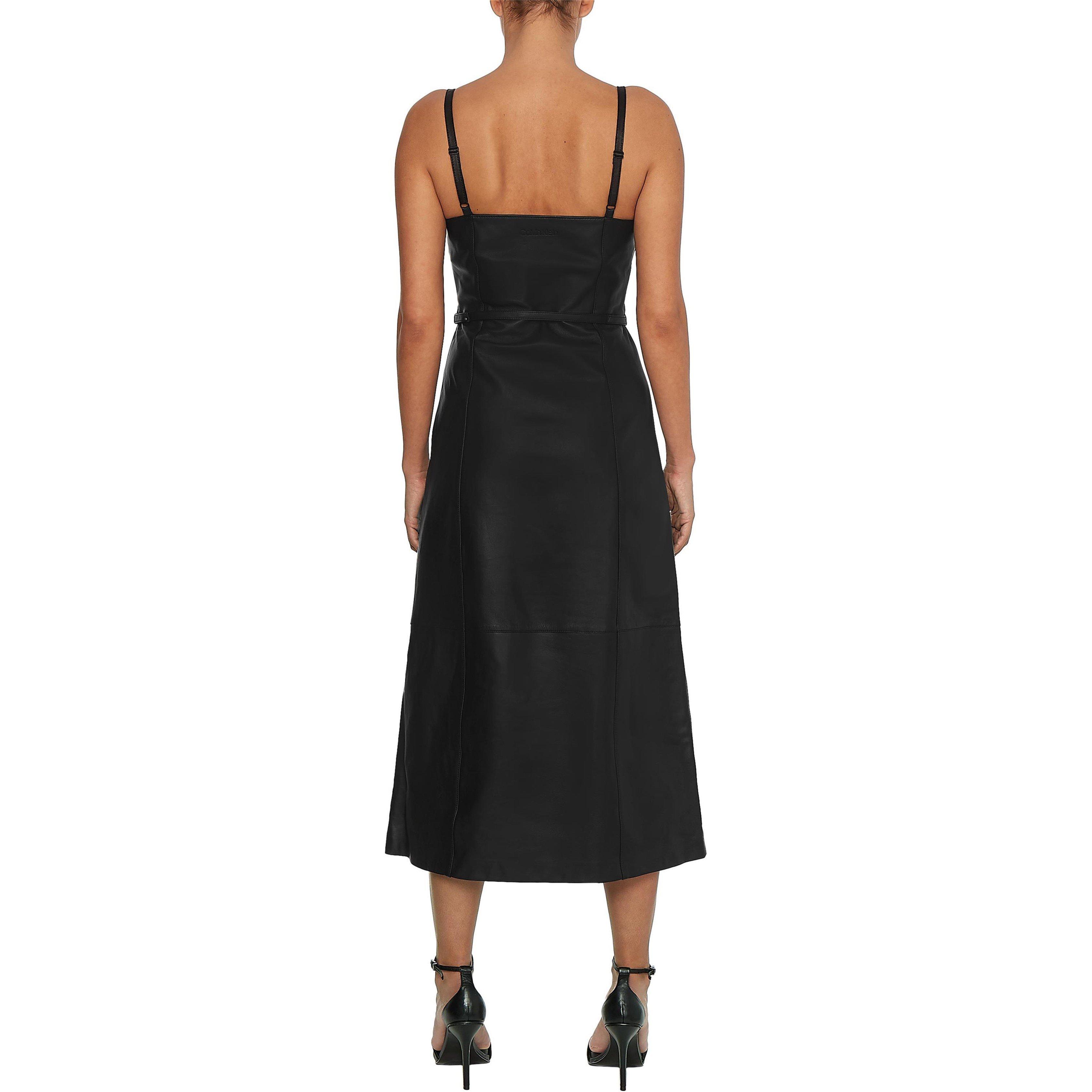 CK BLACK - Calvin Klein - Women's Leather Cami Midi Dress - 3