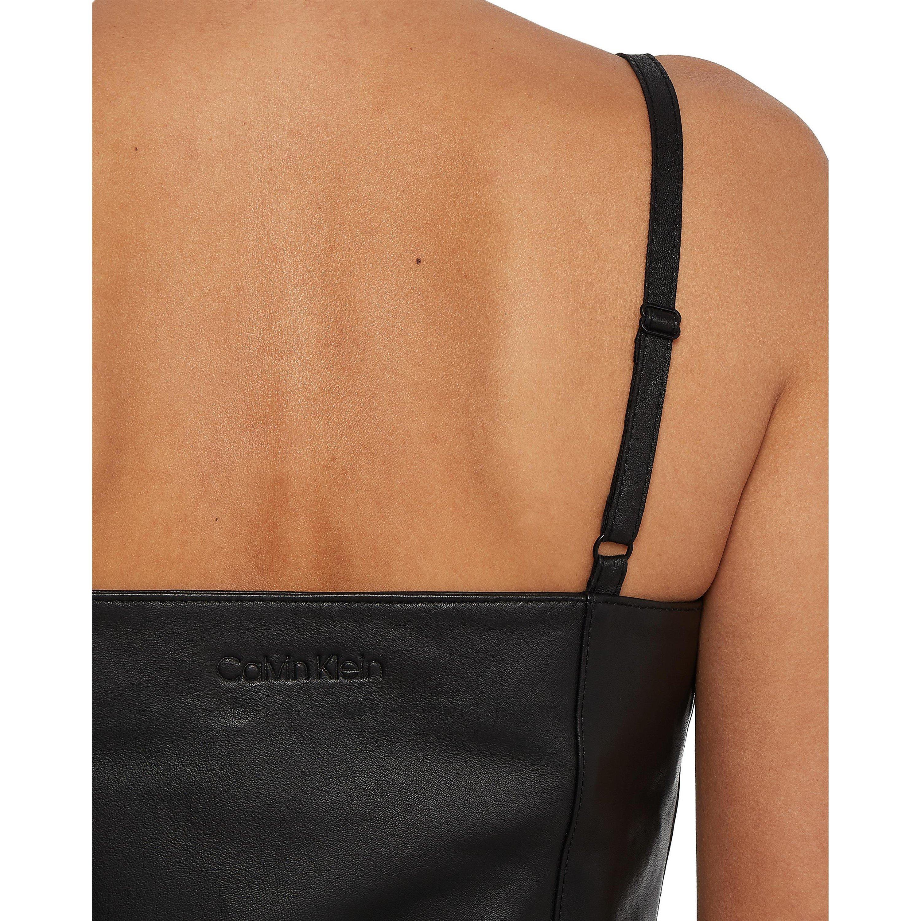 CK BLACK - Calvin Klein - Women's Leather Cami Midi Dress - 4