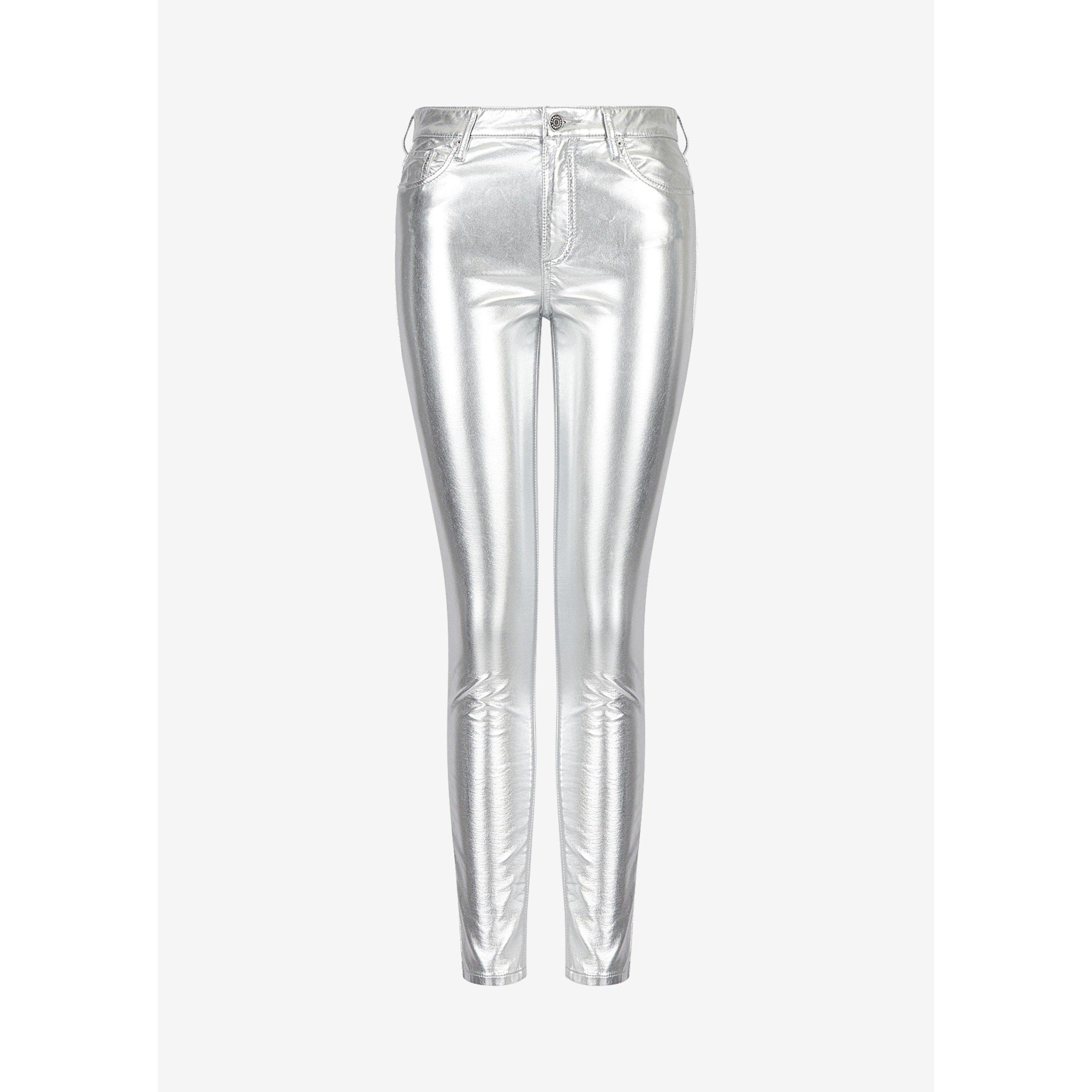 Silver - Armani Exchange - Women's Metallic Skinny Jeans - 5