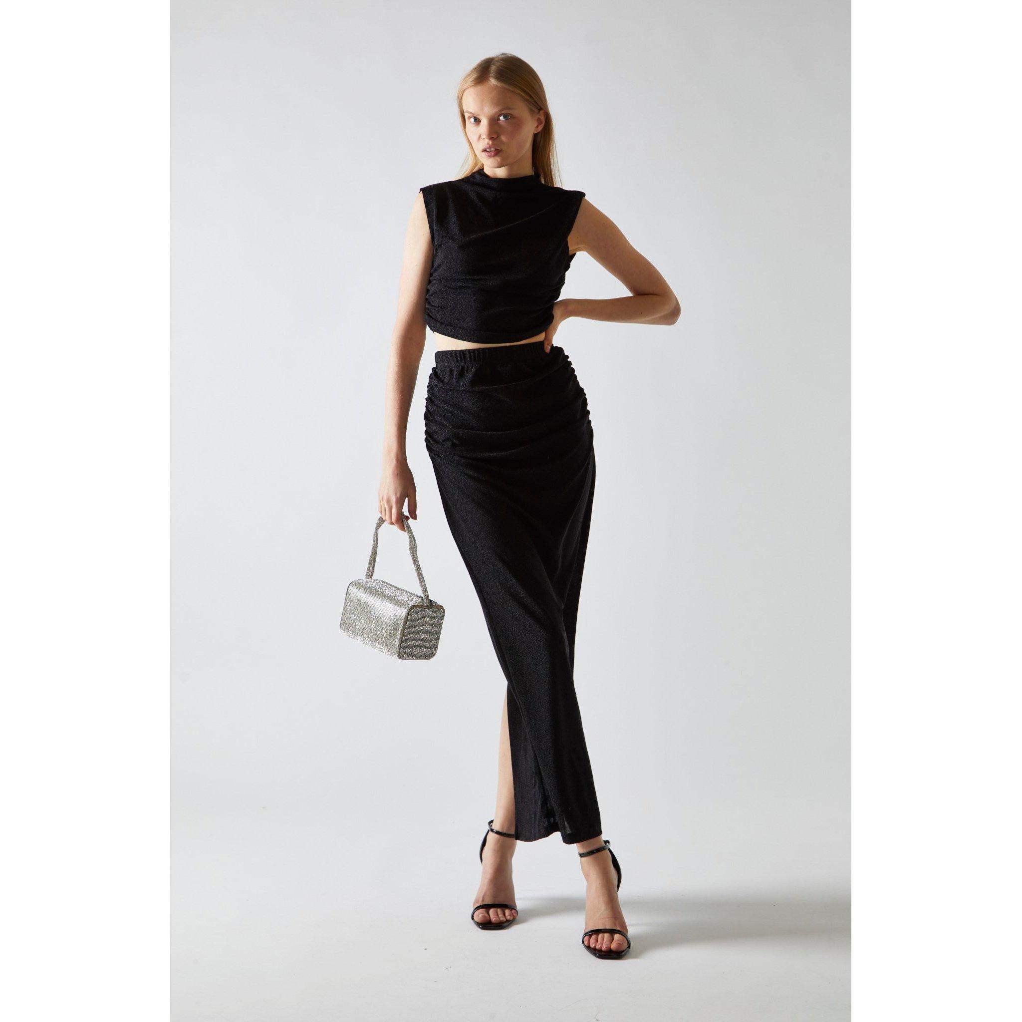 black glitter crop top