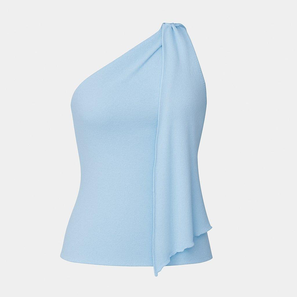 Blue - I Saw It First - One Shoulder Drape Top - 1