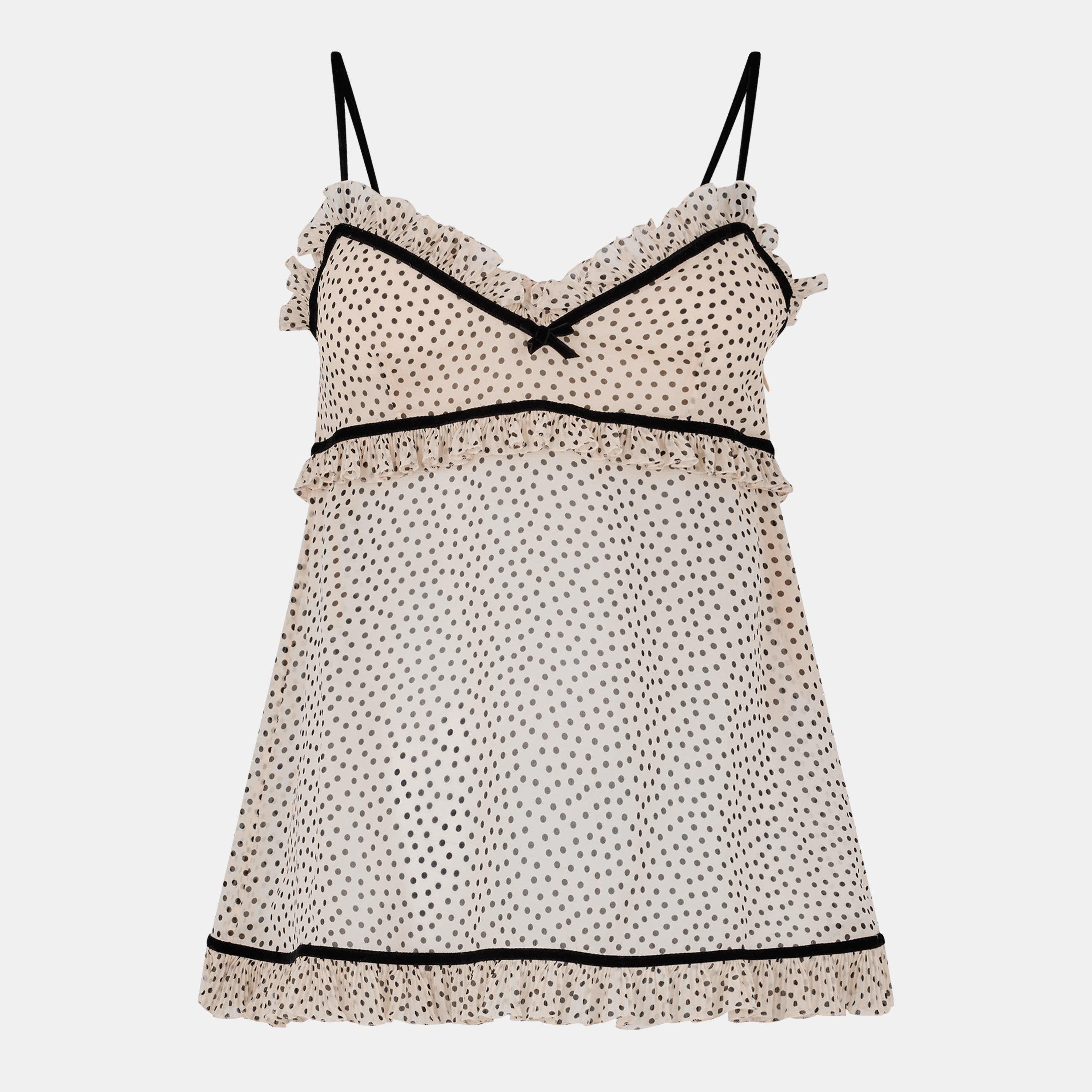 Betulla/Nero - Valentino - Women's Polka Dot Sleeveless Cami Top - 1