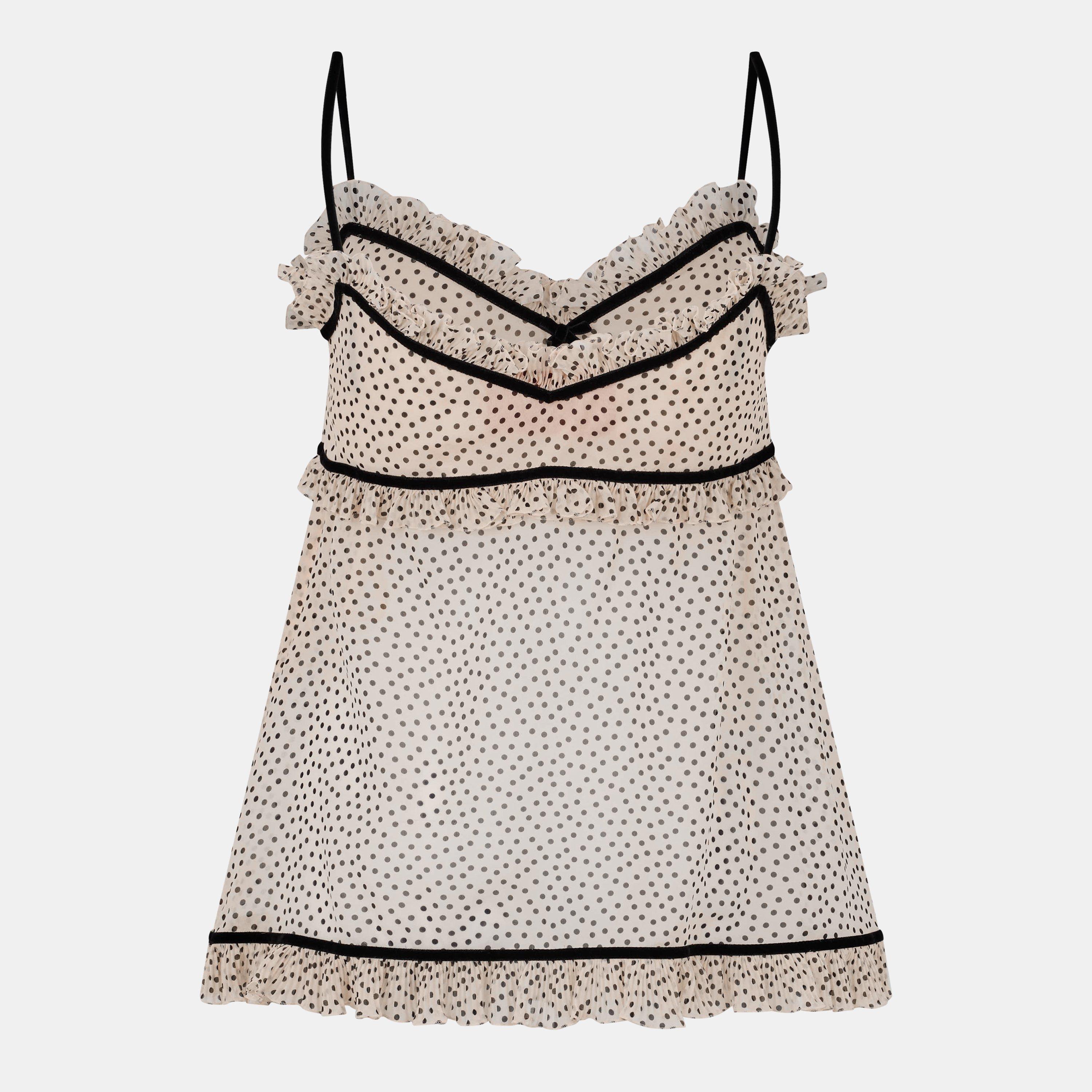 Betulla/Nero - Valentino - Women's Polka Dot Cami Top - 2