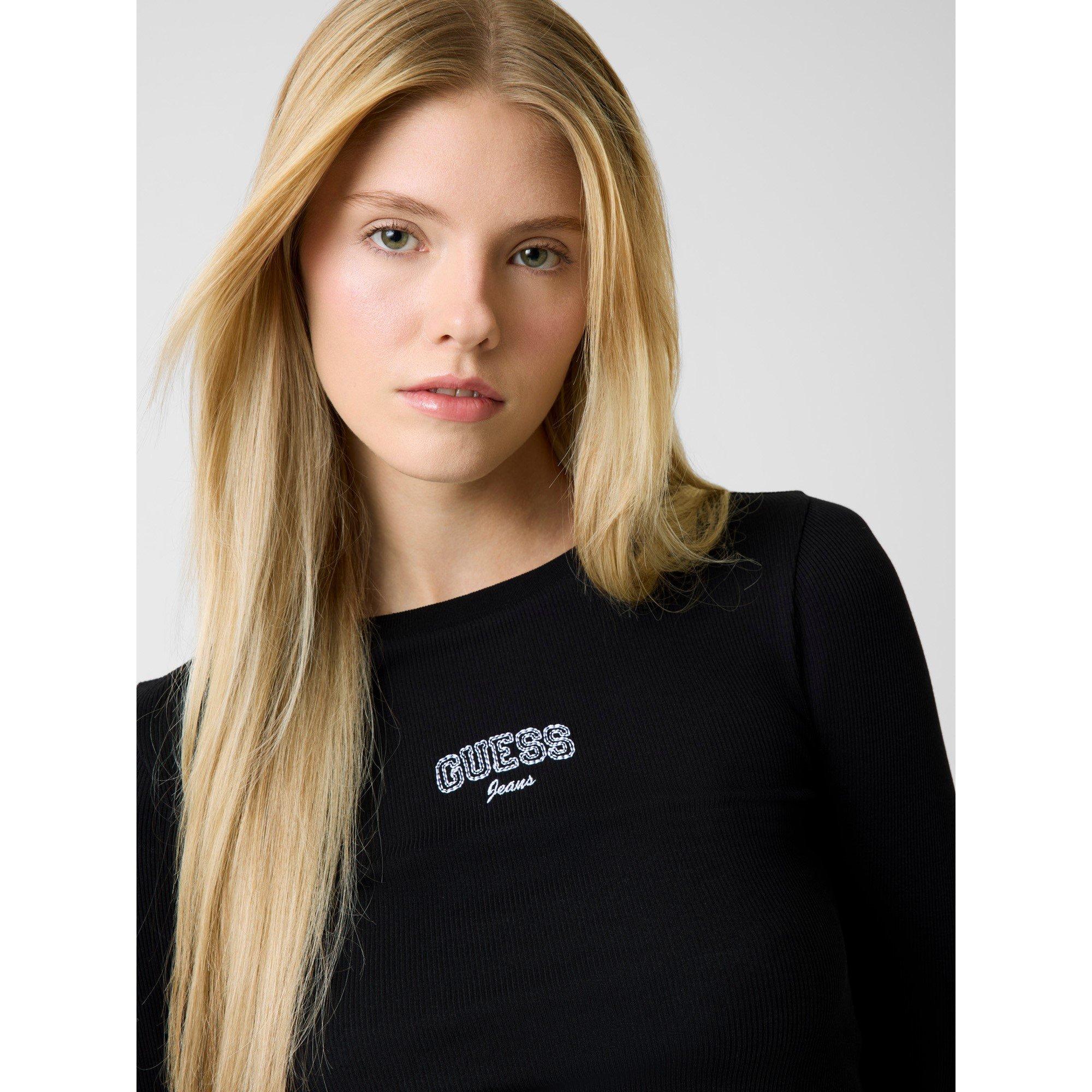Black - Guess - Women's Embro SlimT Long Sleeve T-Shirt - 5