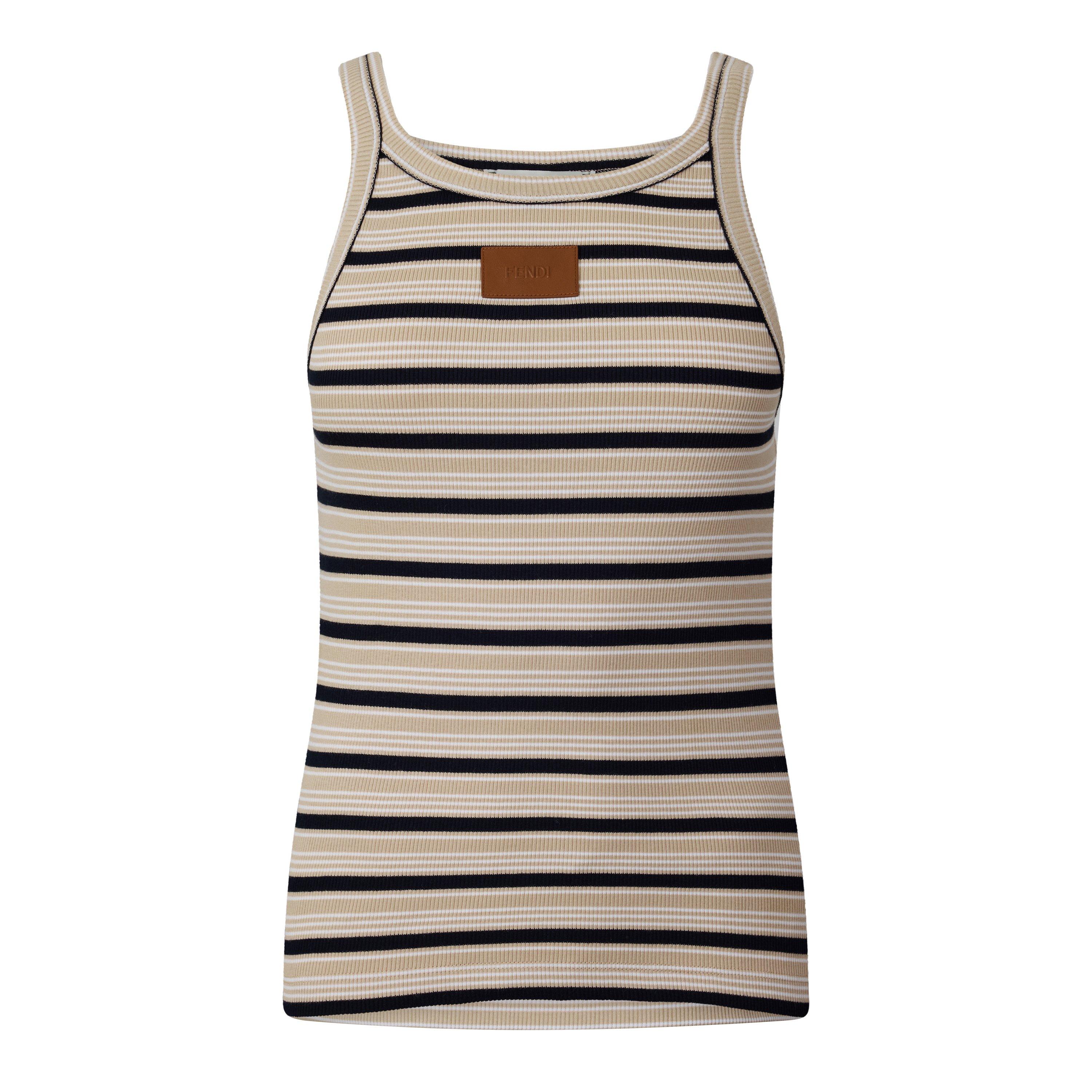 Pwder Pink/Navy - Fendi - Women's Stripe Tank Vest - 1