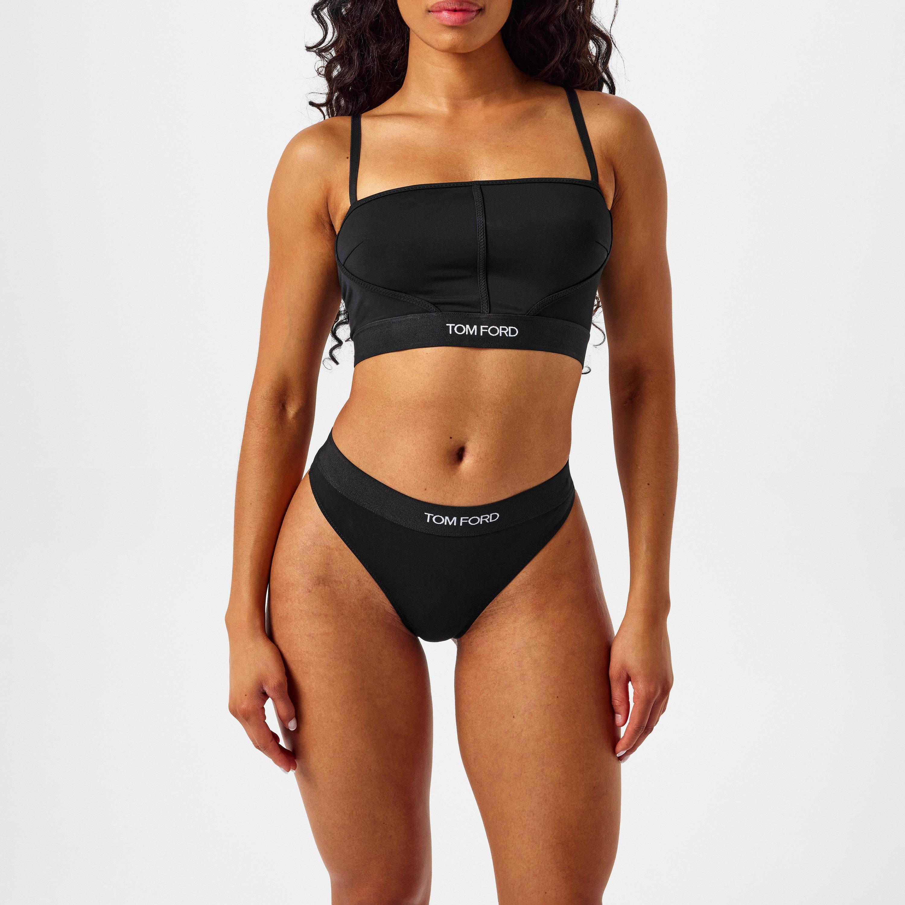 Black - Tom Ford - Women's Jacquard Modal Signature Crop Top - 3