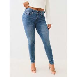 True Religion Jennie Crystal Mid Rise Skinny Jeans Womens