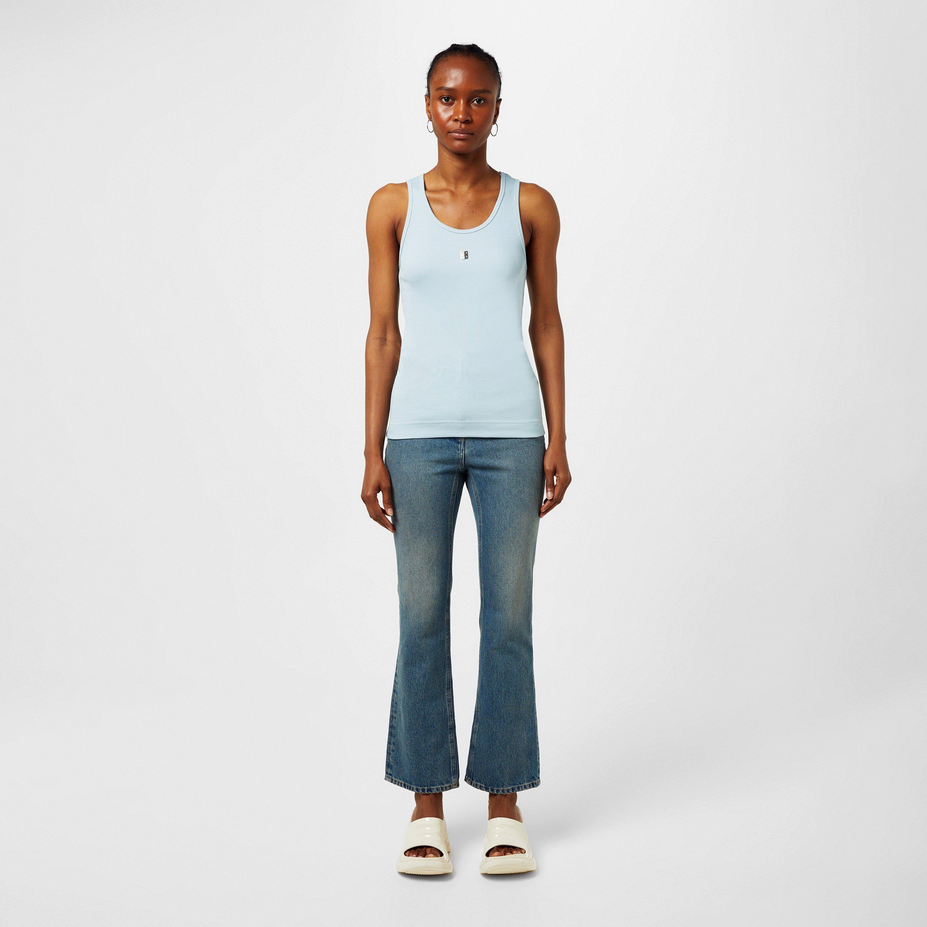 Sky Blue - GIVENCHY - Women'S Rib Logo Tank Top - 4