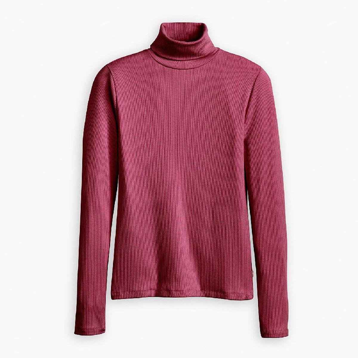 Burgundy - Levis - Women's Dreamy Turtleneck Burgundy Long Sleeve T-Shirt - 1