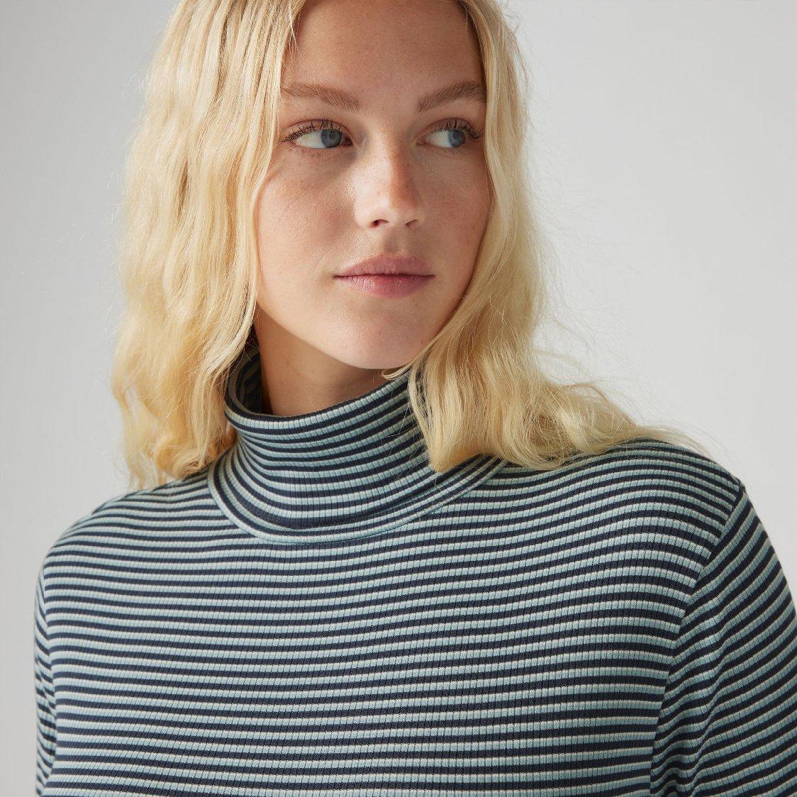 Navy Blazer - Levis - Women's Dreamy Turtleneck Burgundy Long Sleeve T-Shirt - 4