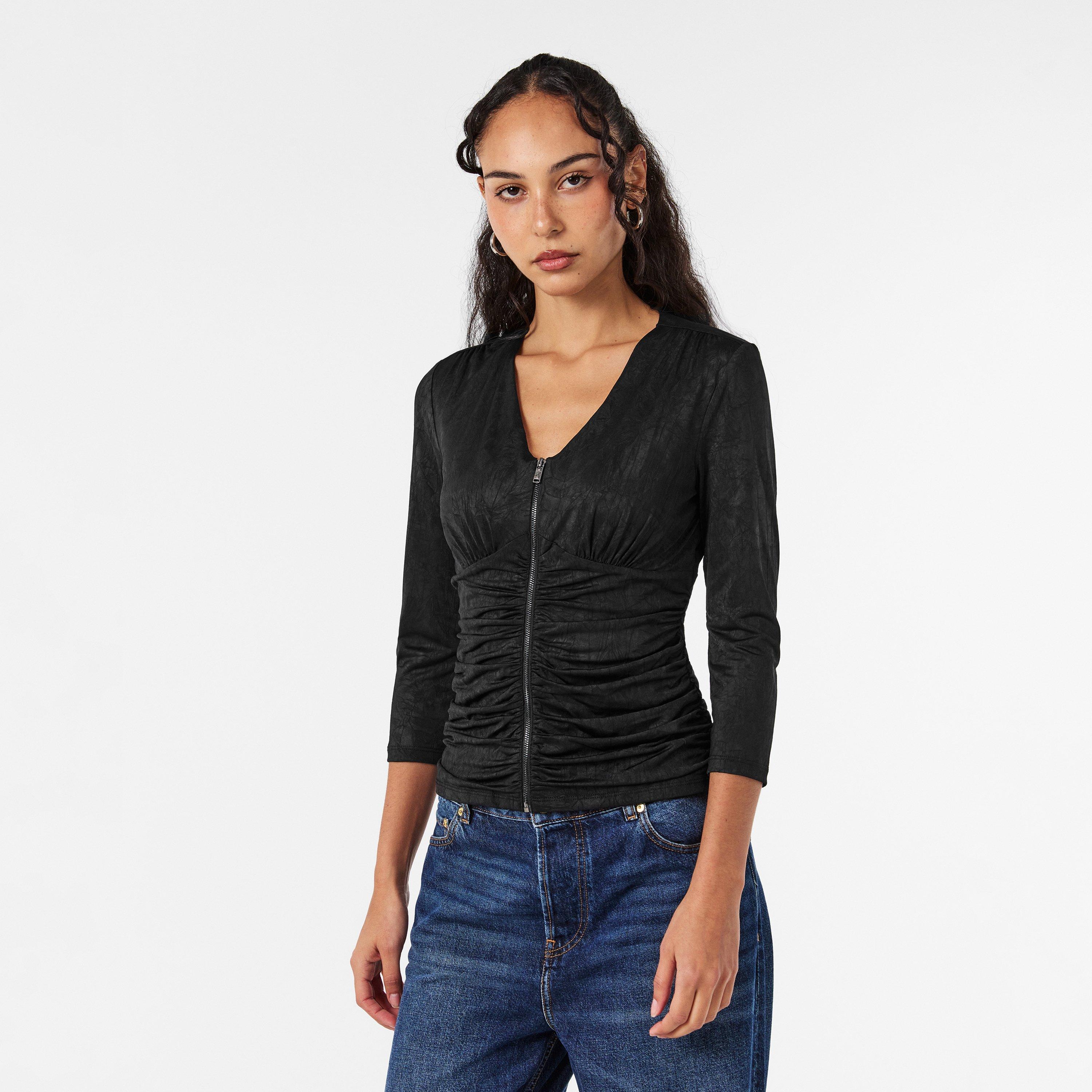 Nero - DKNY - Women's Long-Sleeve Zip T-Shirt - 3