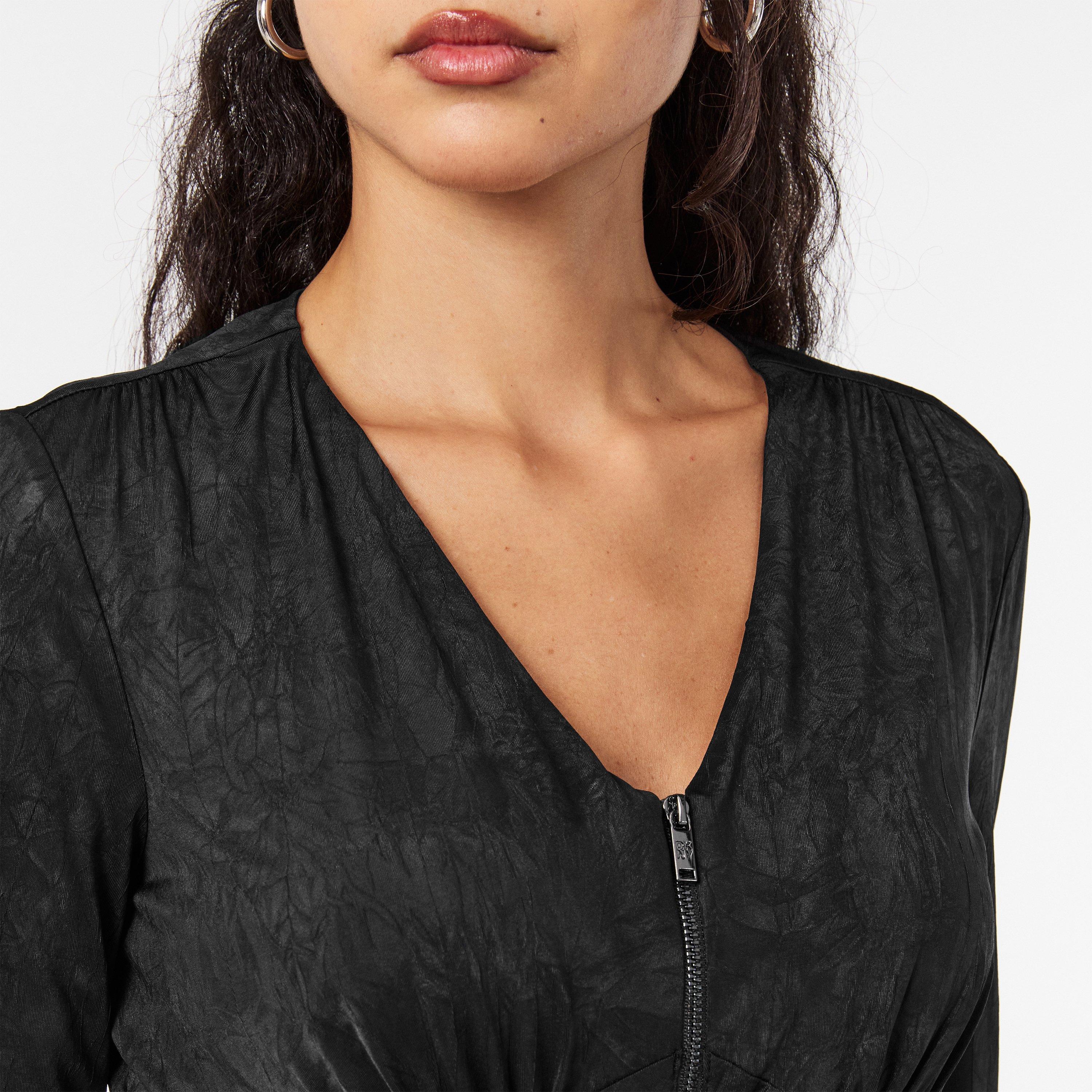 Nero - DKNY - Women's Long-Sleeve Zip T-Shirt - 5