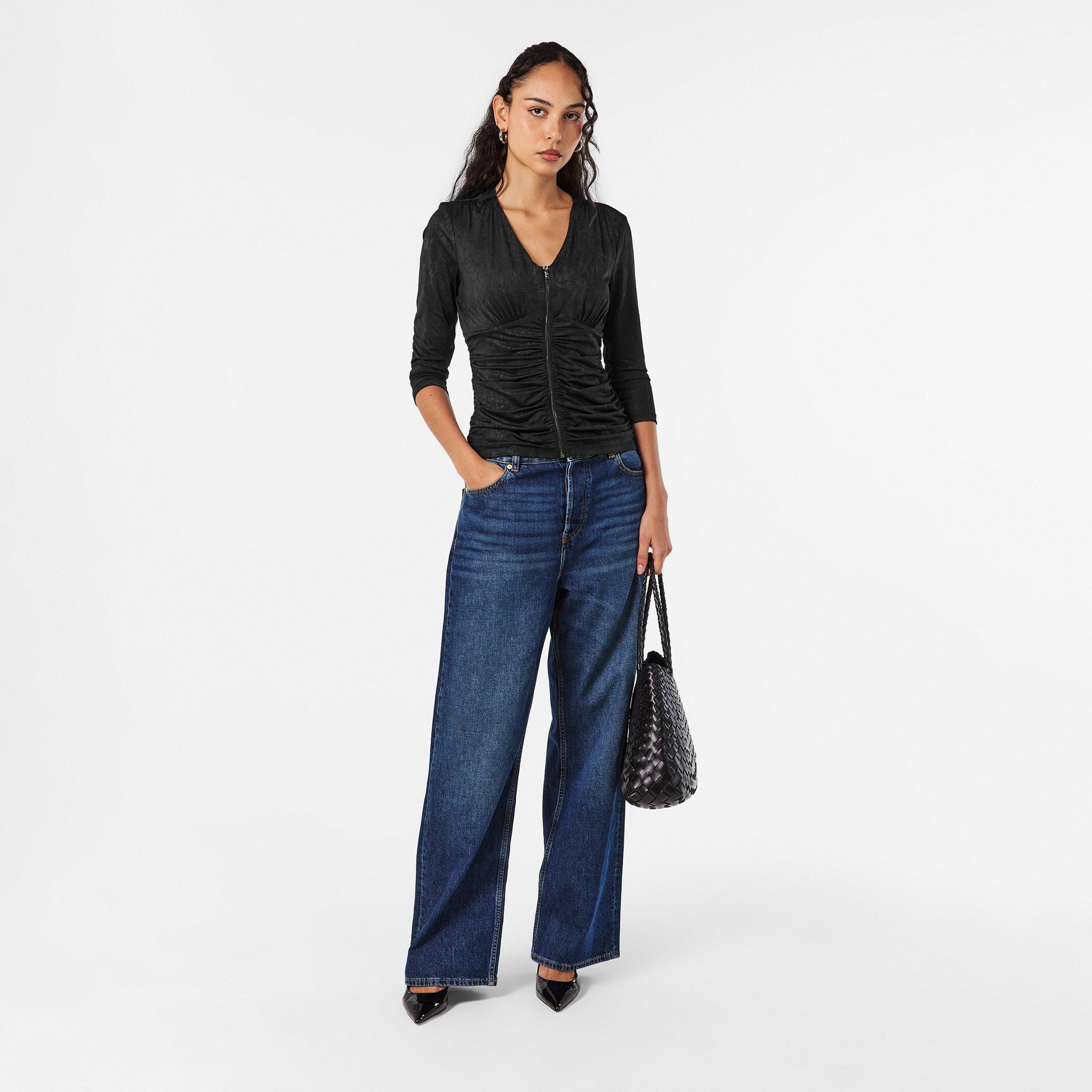 Nero - DKNY - Women's Long-Sleeve Zip T-Shirt - 6
