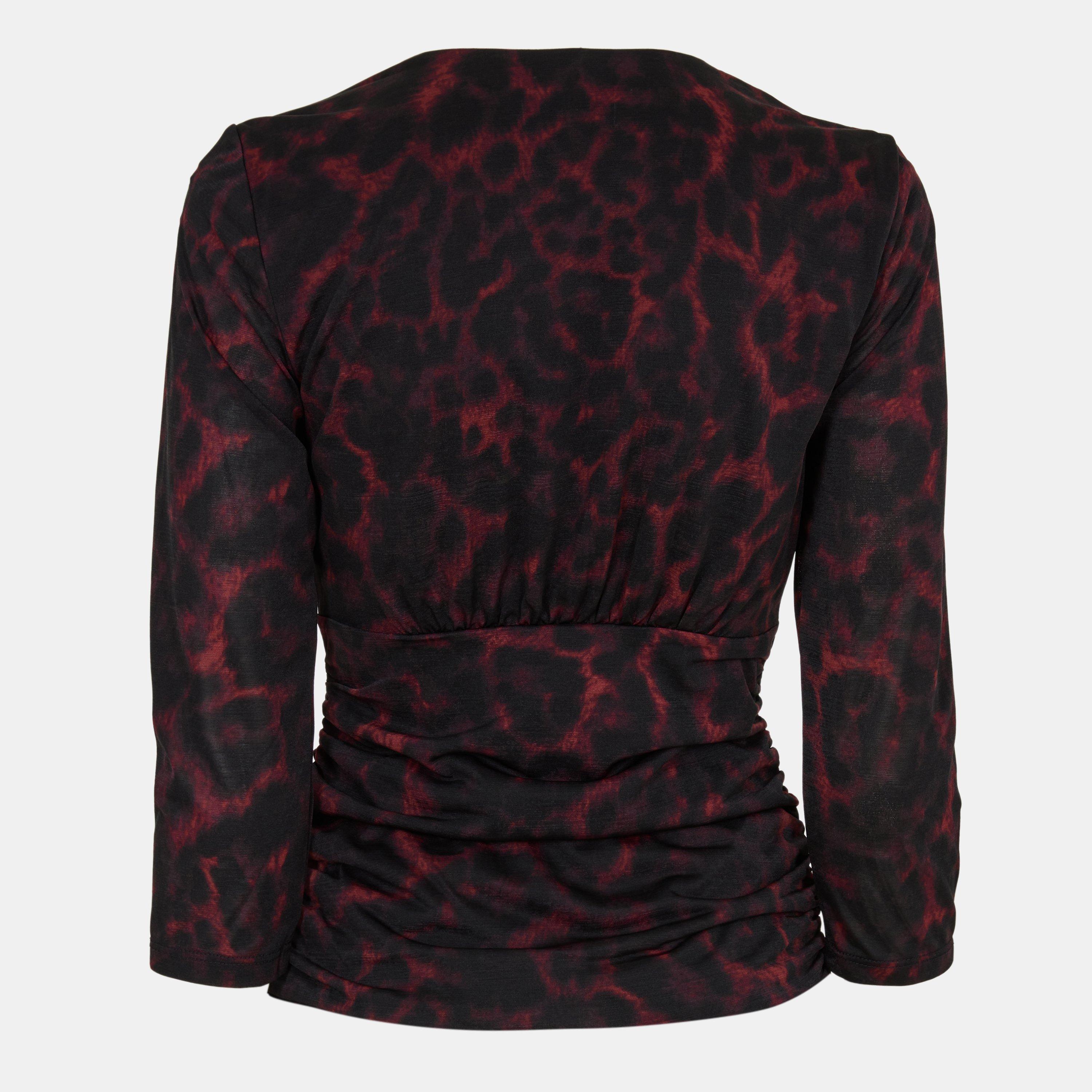 Merlot Cheetah - DKNY - Women's Long-Sleeve Zip T-Shirt - 2