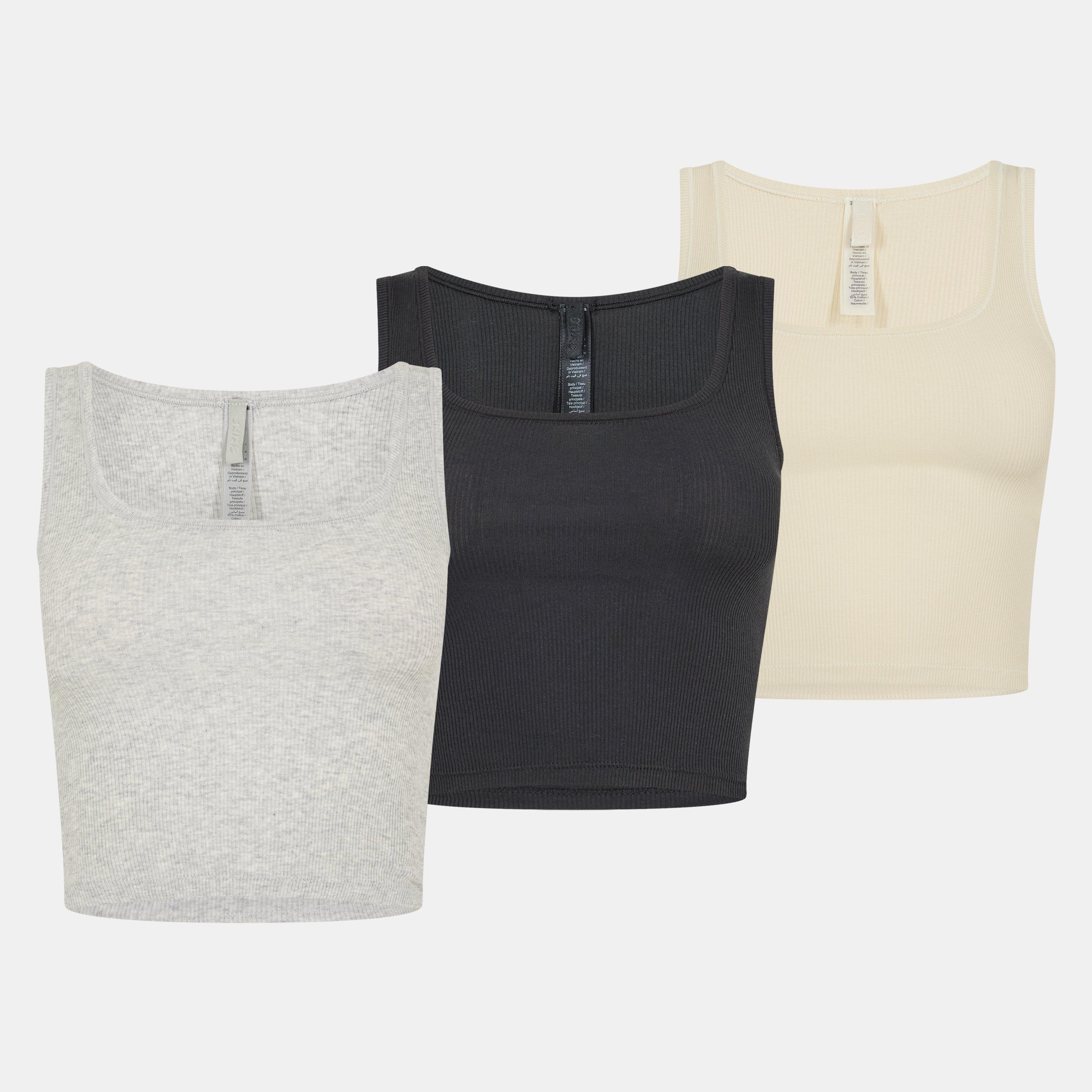 SKIMS Womens Cotton Jersey Rib Tank 3-Pack - Bone - Size 16 (XL)