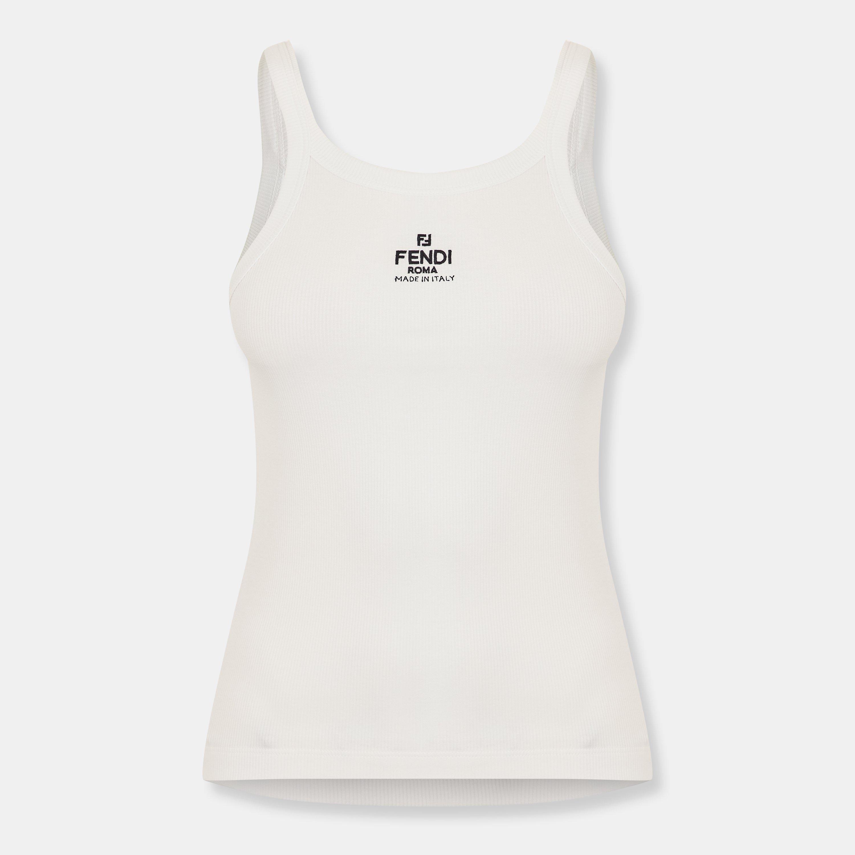 Fendi Women's Ribbed Tank Vest - White - Size 8 (40)
