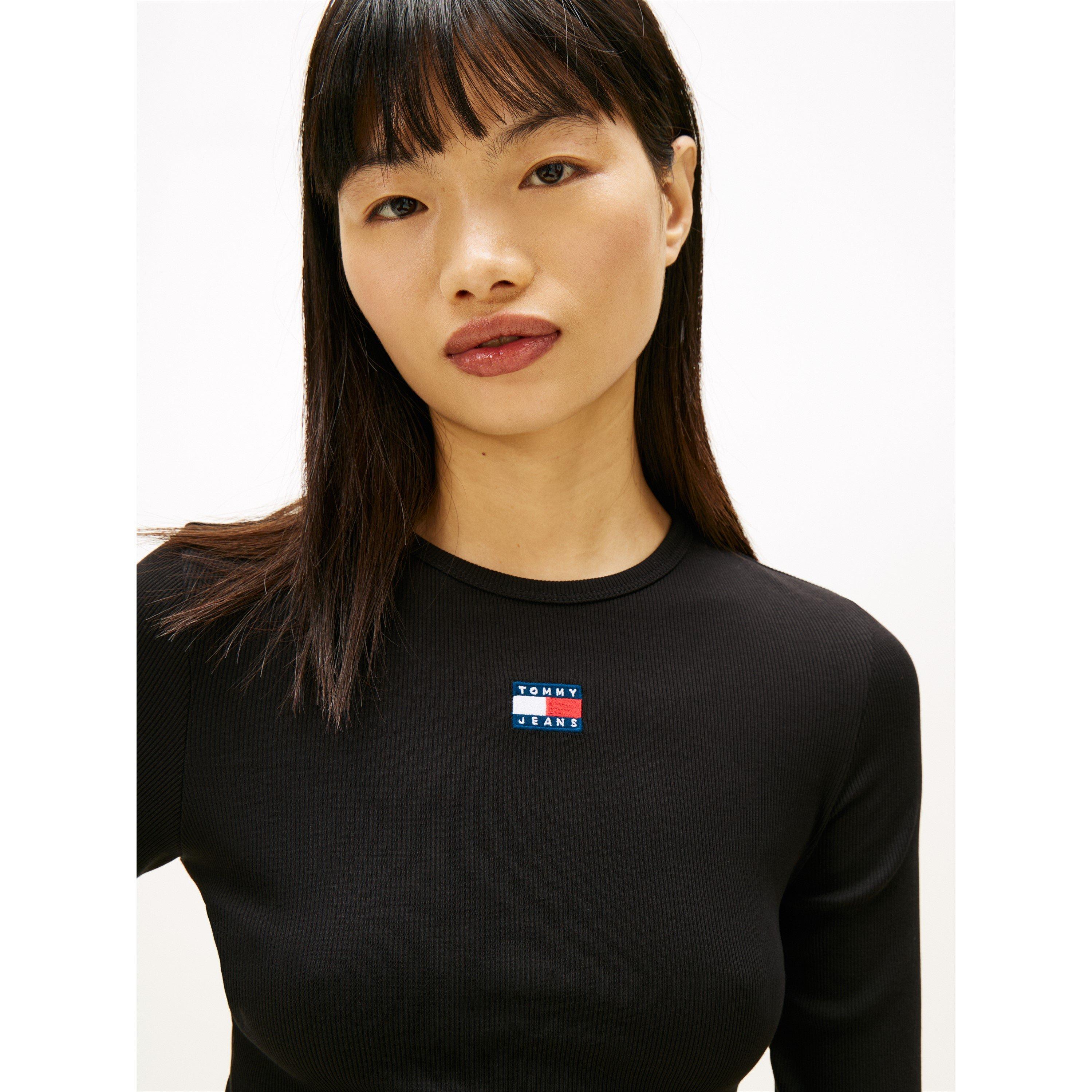 Black - Tommy Jeans - TJ Bdg LS T-Shirt Ld64 - 3