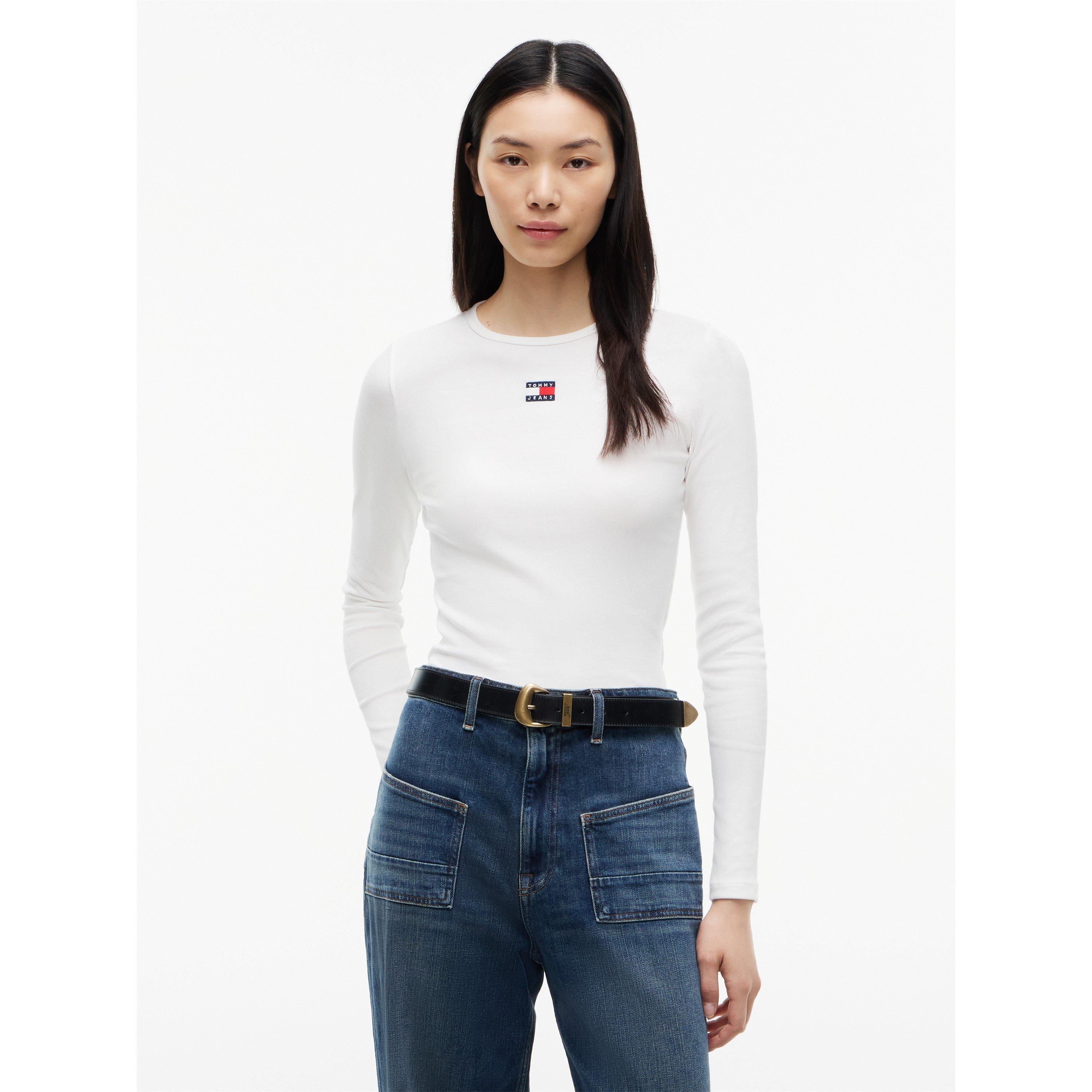 Ecru - Tommy Jeans - TJ Bdg LS T-Shirt Ld64 - 2