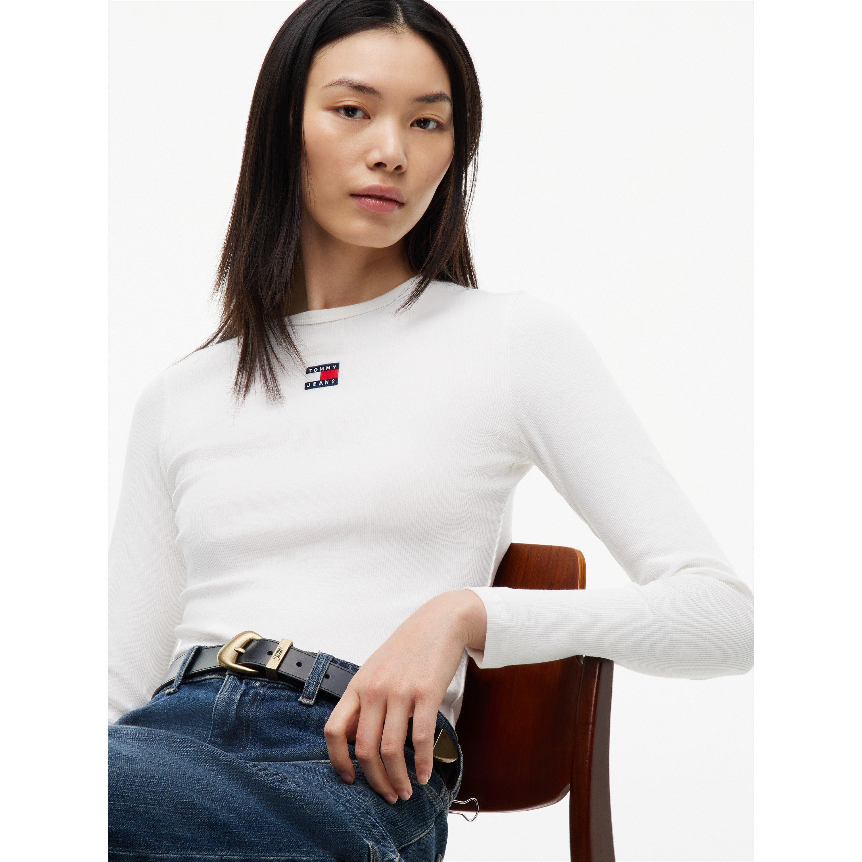 Ecru - Tommy Jeans - TJ Bdg LS T-Shirt Ld64 - 3