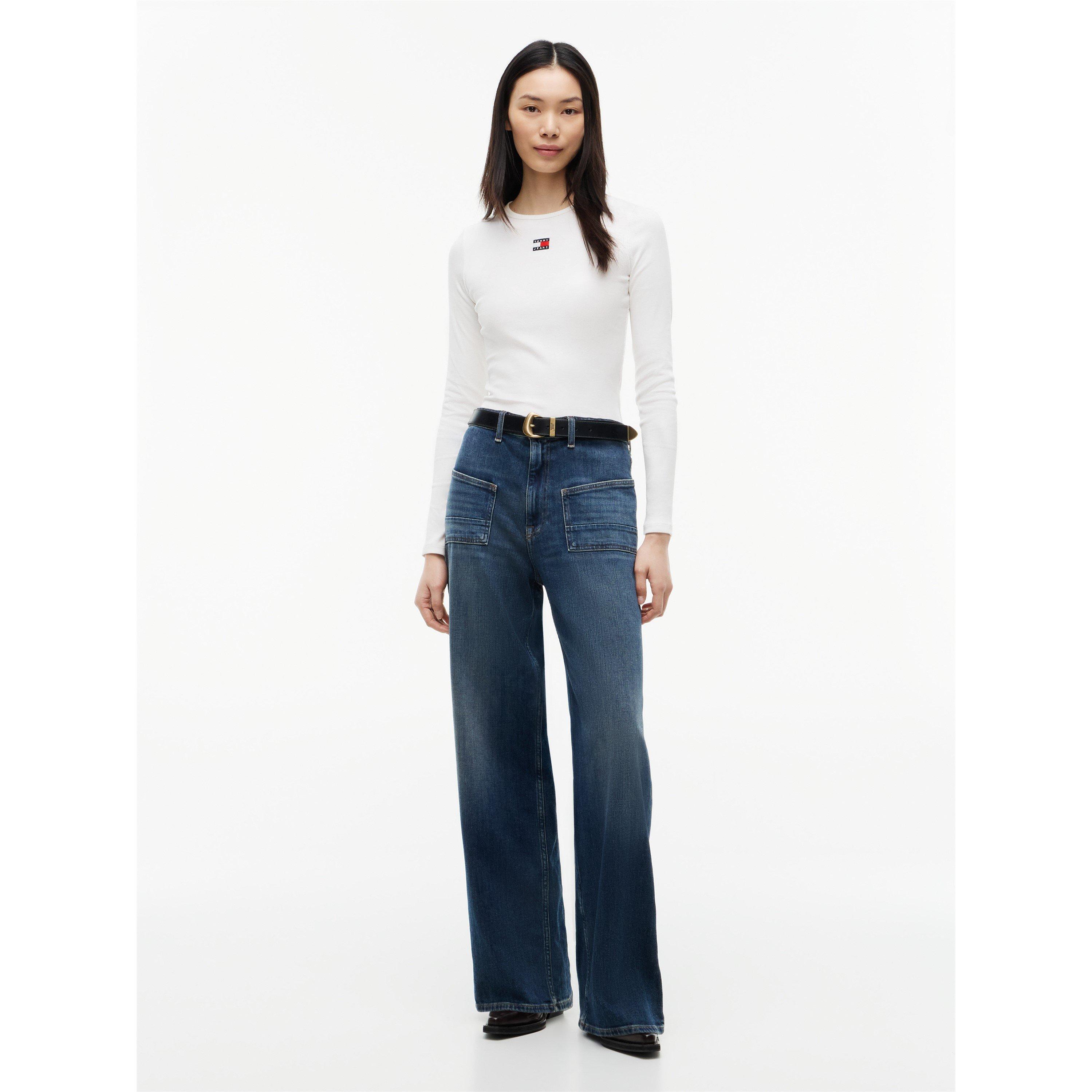 Ecru - Tommy Jeans - TJ Bdg LS T-Shirt Ld64 - 4