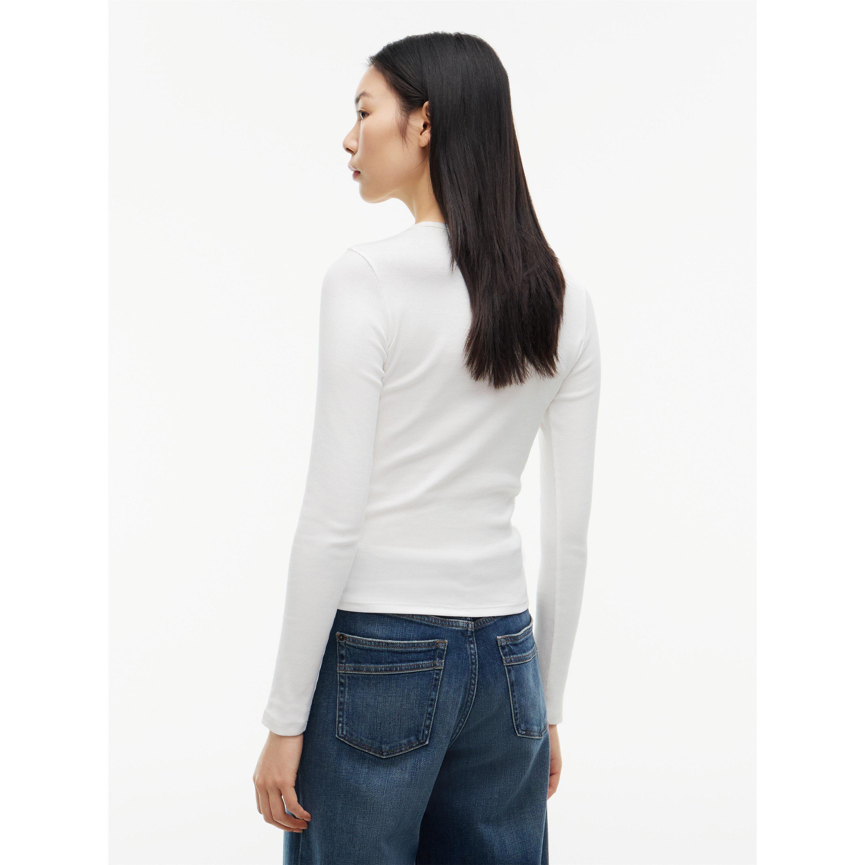 Ecru - Tommy Jeans - TJ Bdg LS T-Shirt Ld64 - 5