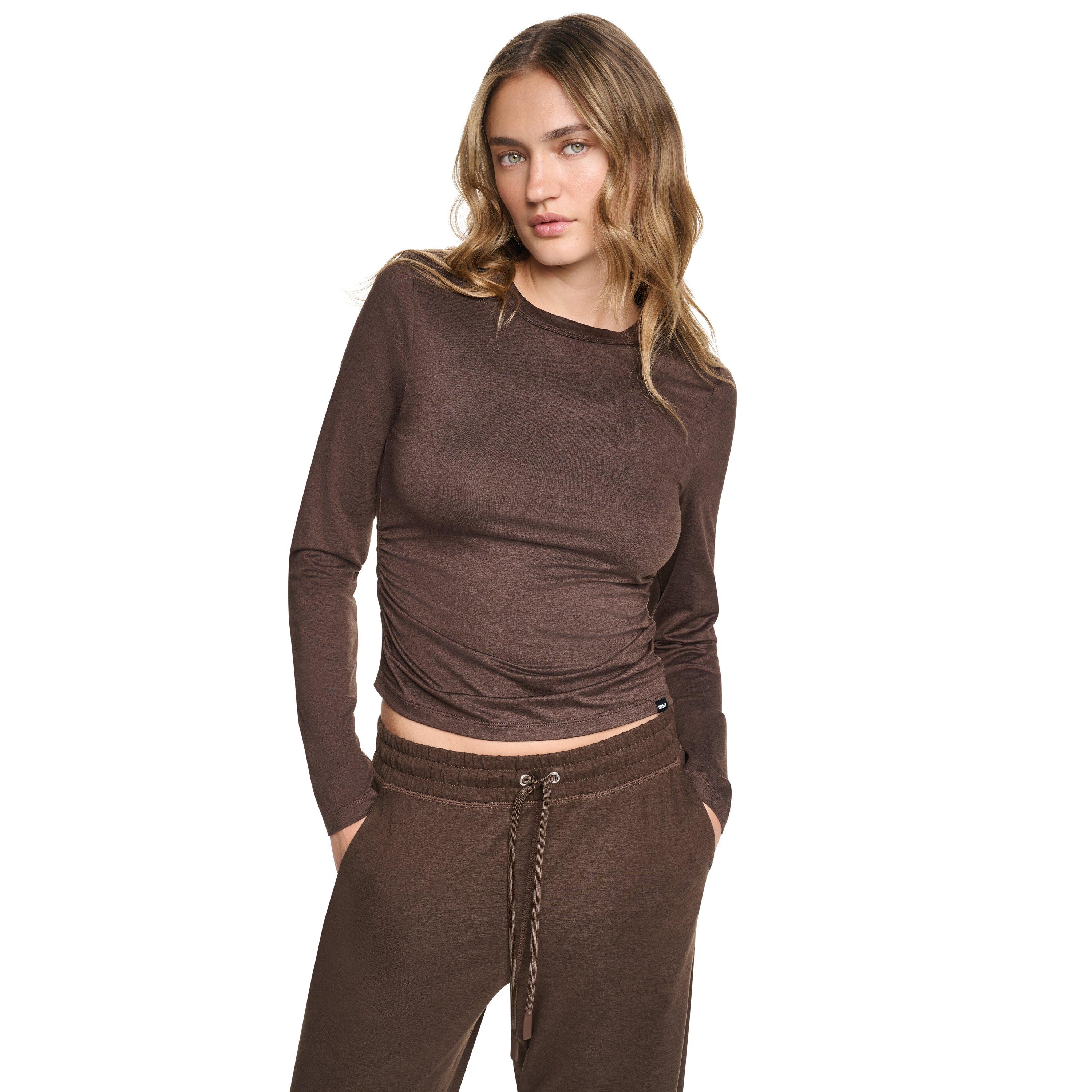 Espresso Space - DKNY - Women's Long-Sleeve Ruched Slim-Fit T-Shirt - 1