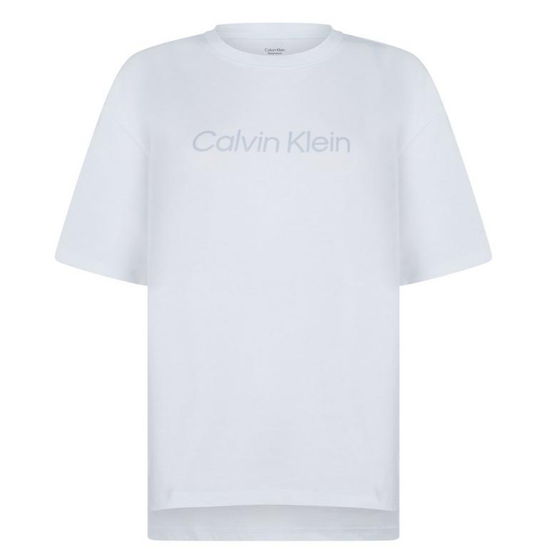 Blanc éclatant - Calvin Klein Performance - Calvin Klein Jeans logo monogram cropped sweatshirt in black - 1