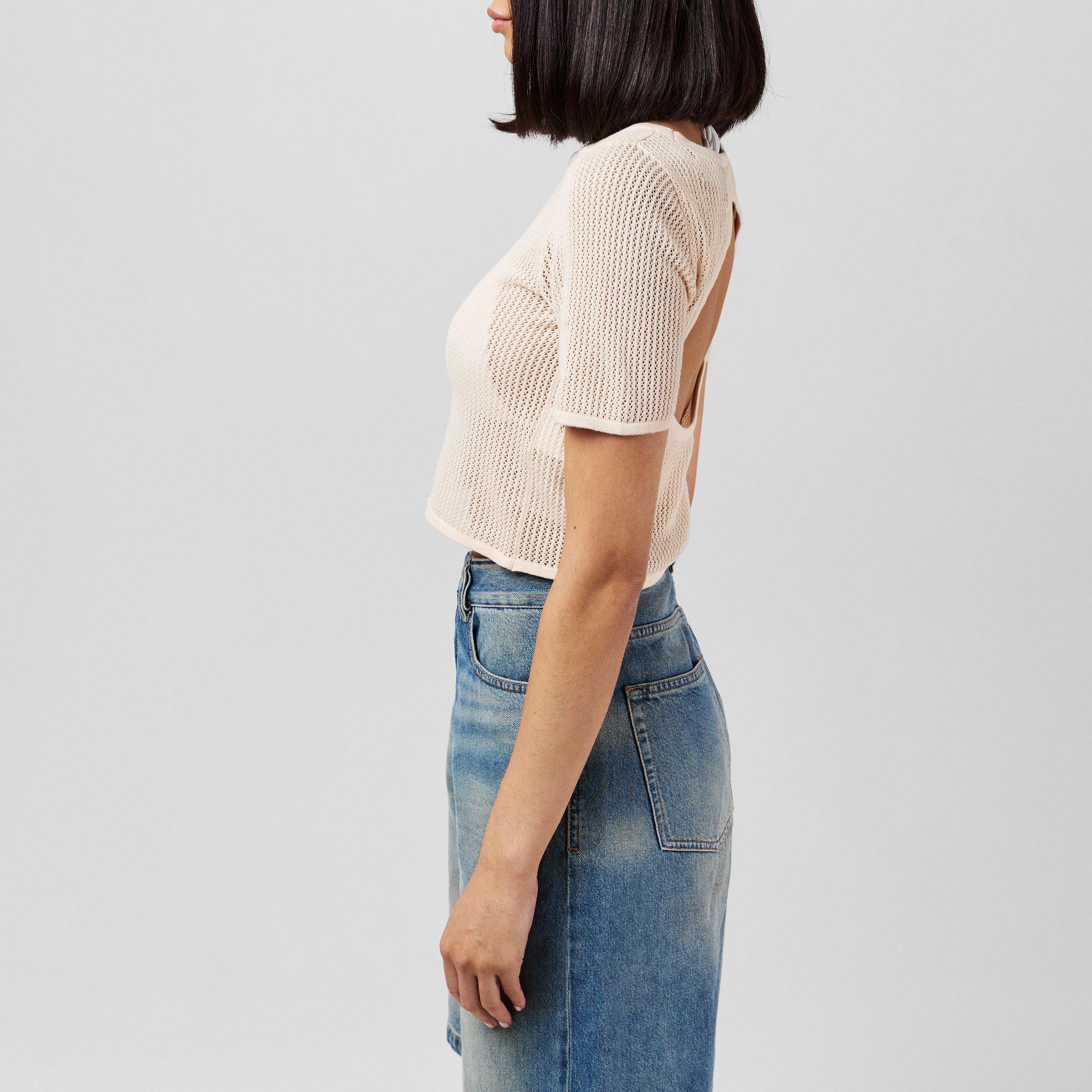 White Smoke - Pieces - Women's Knitted Beach Crop Top - 2