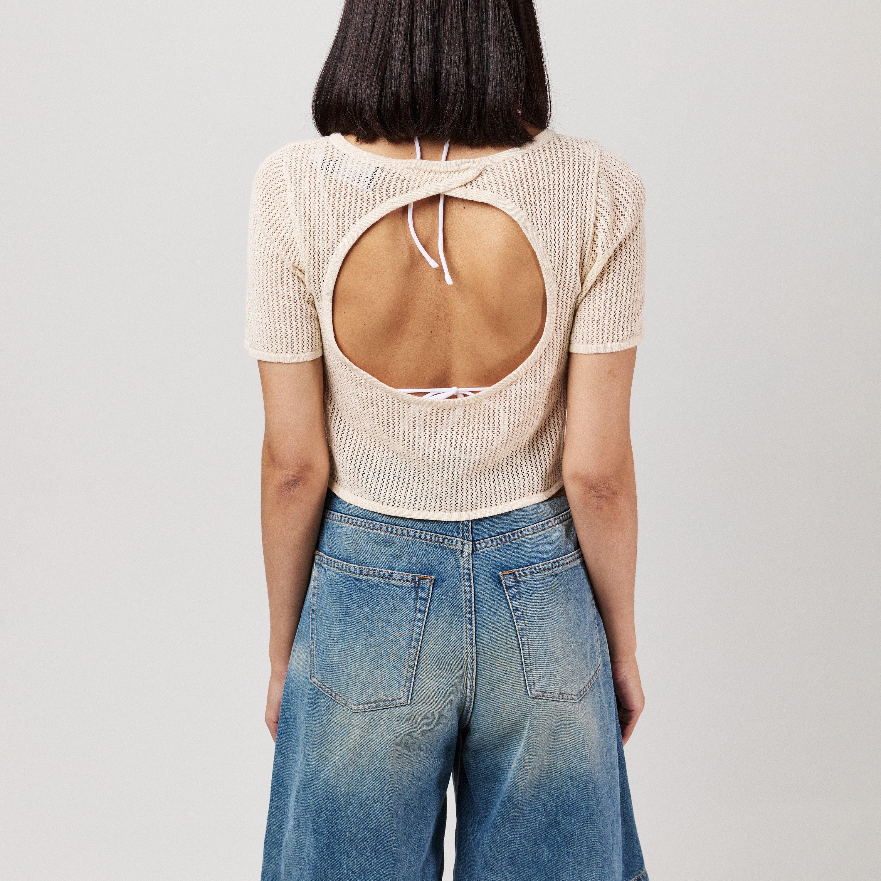 White Smoke - Pieces - Women's Knitted Beach Crop Top - 3