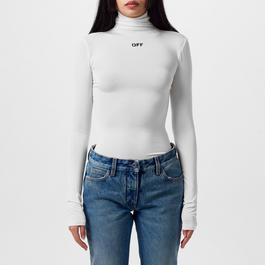 Off White Long Sleeve Turtle Neck T Shirt