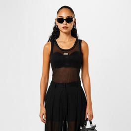 Dolce and Gabbana Light Tulle Vest With Logo Tag