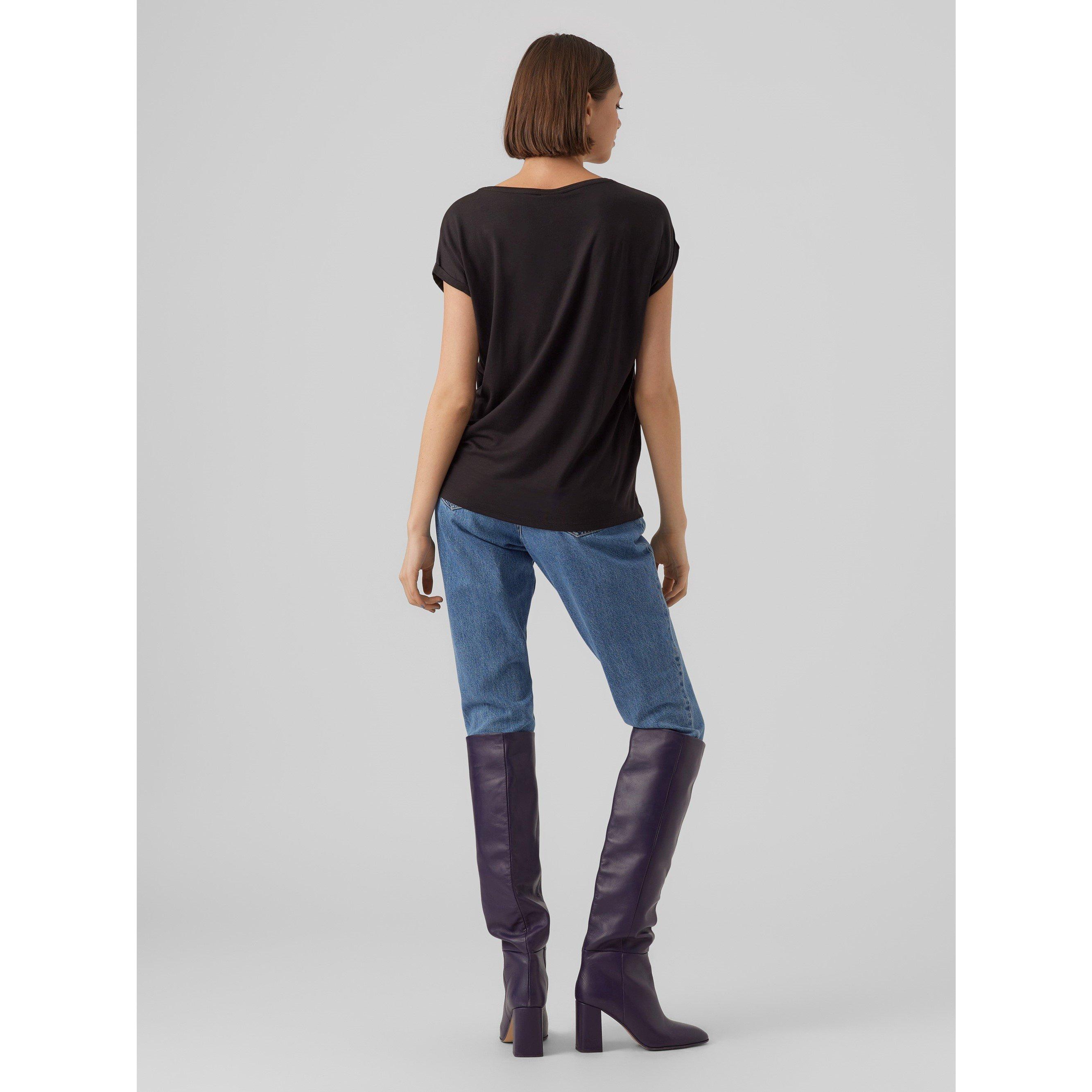 Schwarz - Vero Moda - VM Ava Plain Short Sleeve T-Shirt Womens - 4