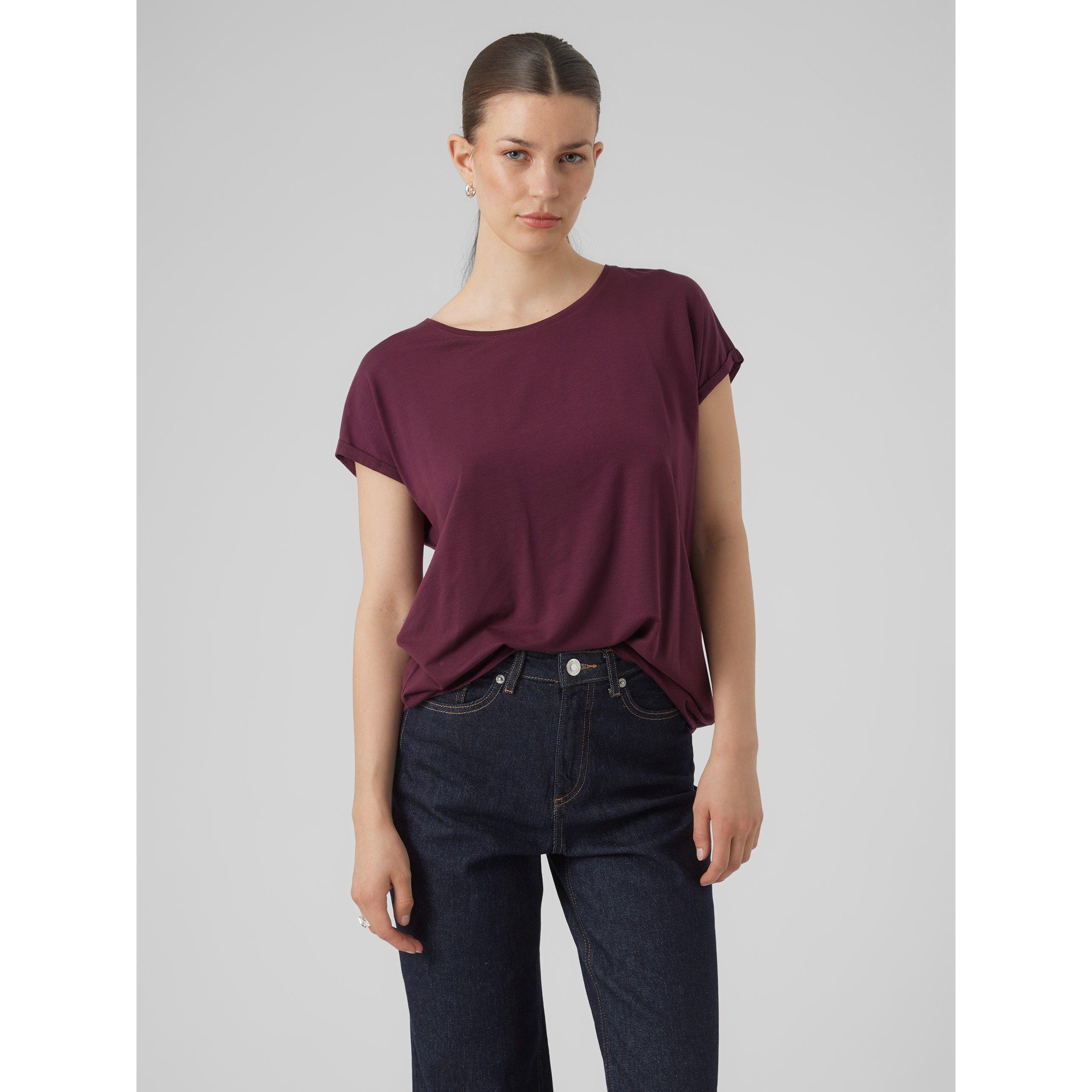 Winetasting - Vero Moda - Ava Plain Short Sleeve T-Shirt Womens - 1