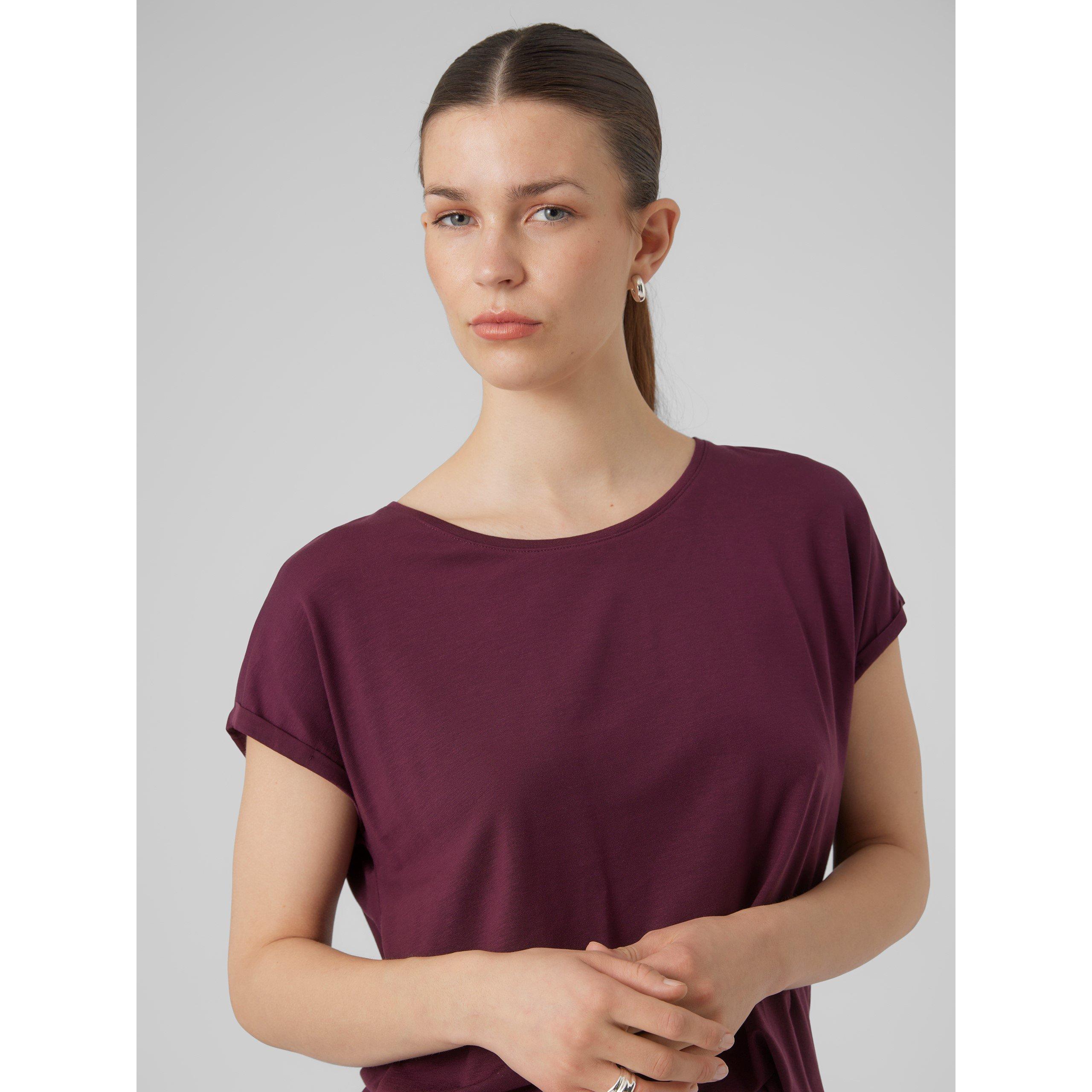 Winetasting - Vero Moda - Ava Plain Short Sleeve T-Shirt Womens - 4