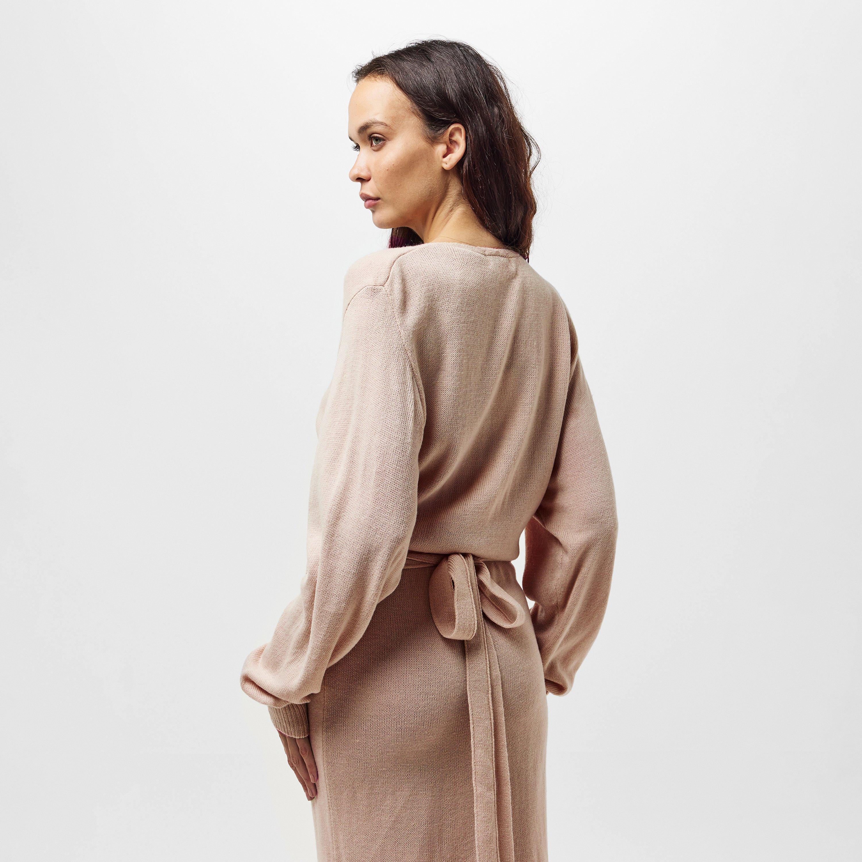 Light Beige - Pretty Lavish - Beau Wrap Midi Dress - 4