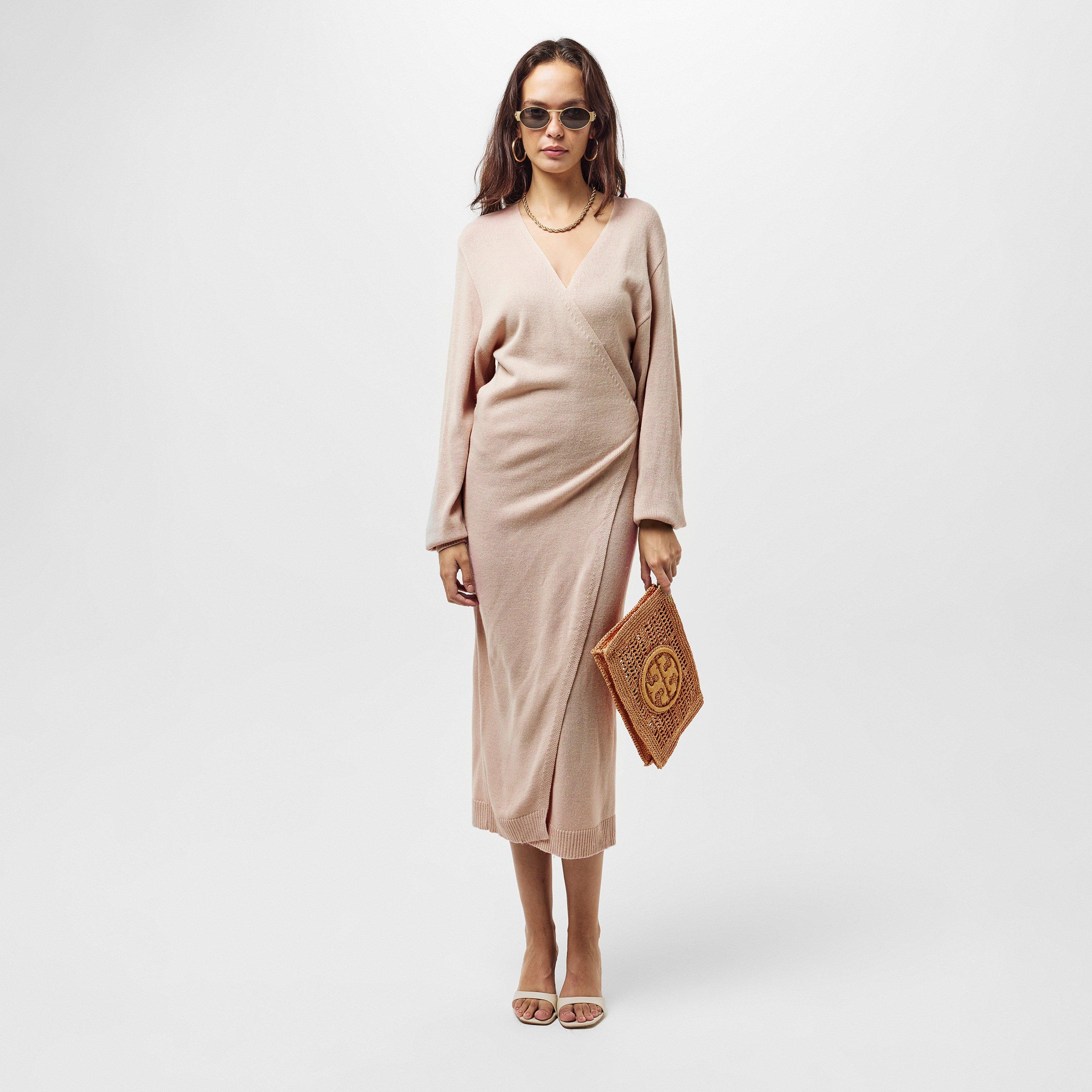 Light Beige - Pretty Lavish - Beau Wrap Midi Dress - 6