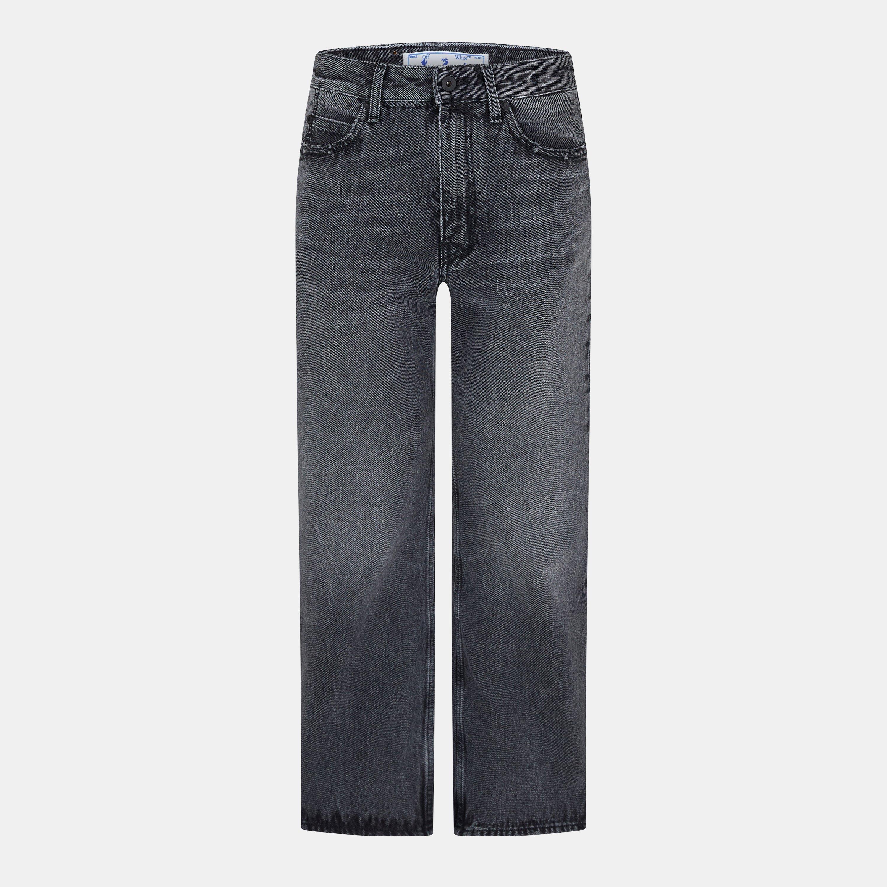 Zwart - Off White - Women's Straight Fit Denim Jeans - 1