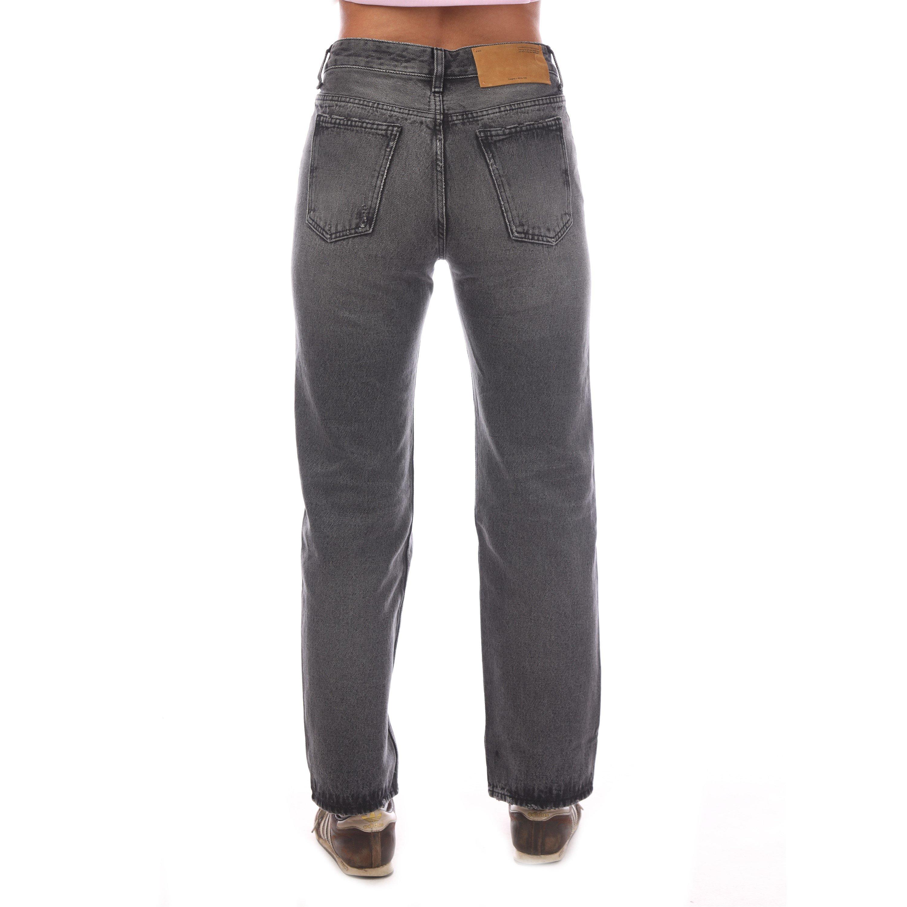 Zwart - Off White - Women's Straight Fit Denim Jeans - 3