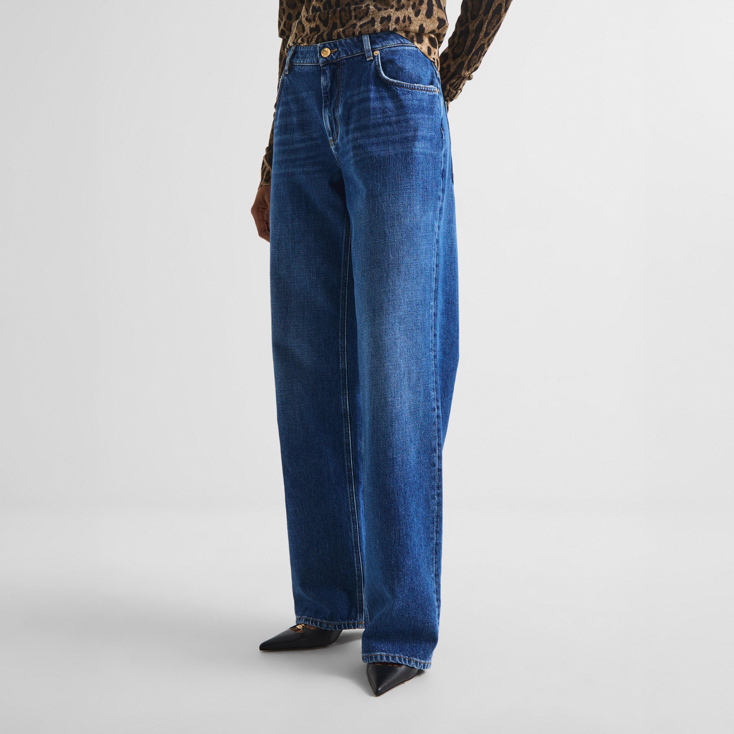 Blue Denim - Dolce and Gabbana - Women's Cotton Mid-Rise Straight Jeans - 3