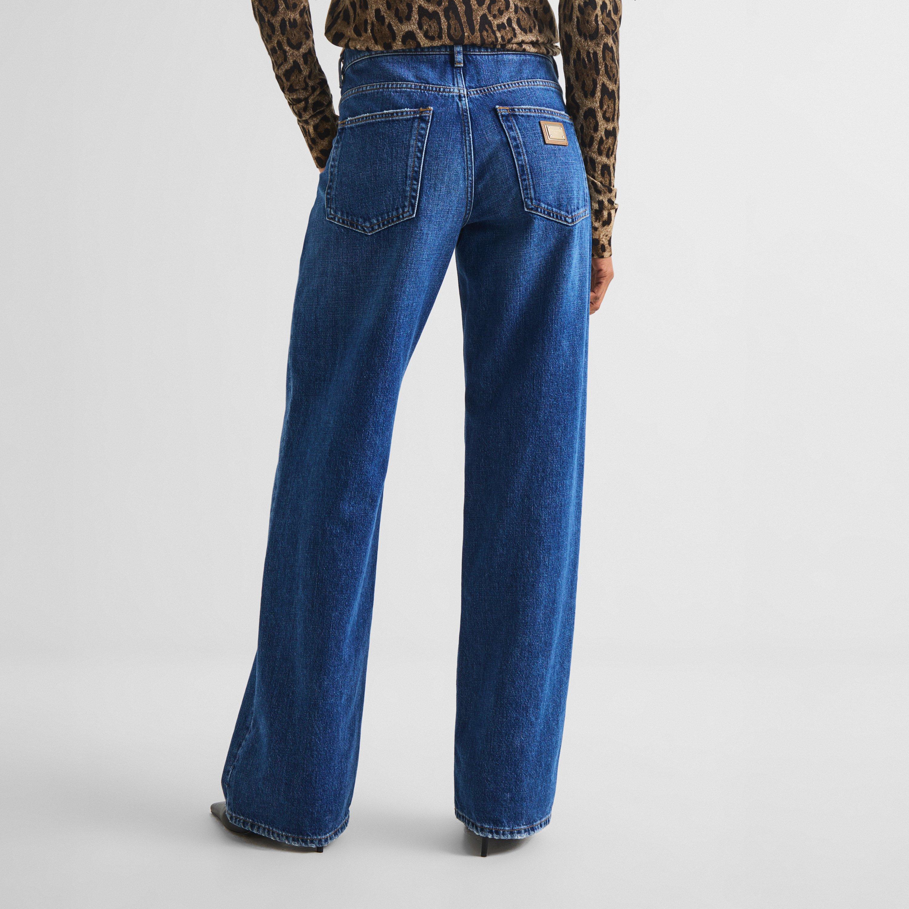 Blue Denim - Dolce and Gabbana - Women's Cotton Mid-Rise Straight Jeans - 4