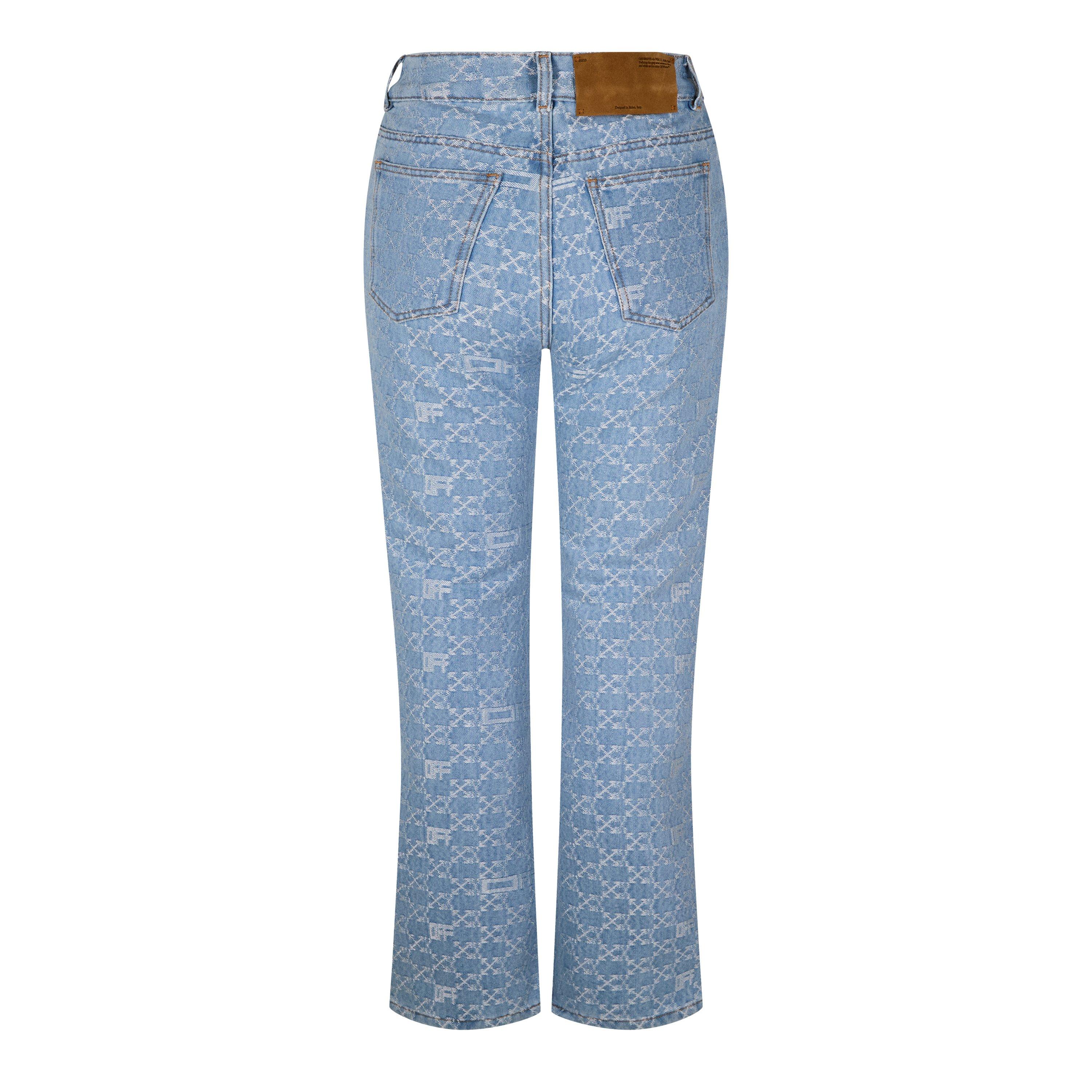 Light Blue - Off White - Women's Monogram 90s Signature Pattern Jeans - 2