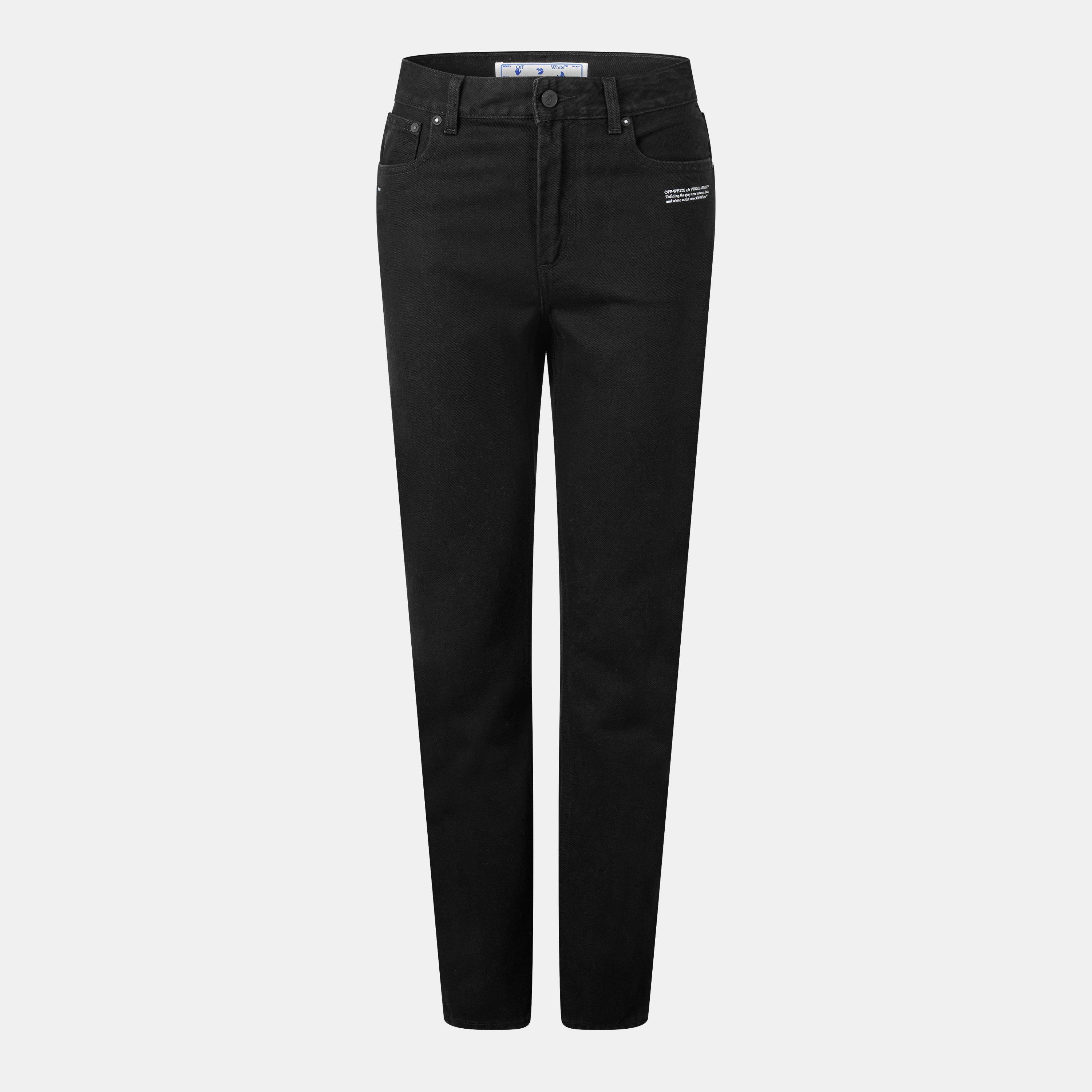 Black - Off White - Women's Large Straight Denim Jeans - 1