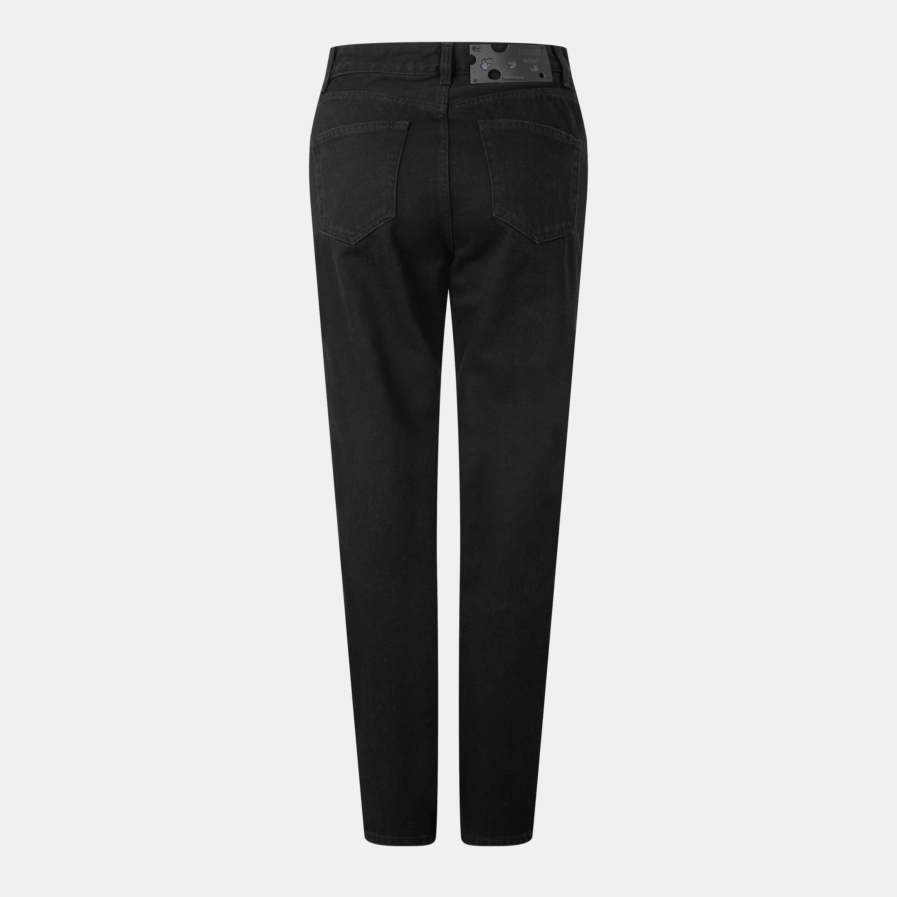 Black - Off White - Women's Large Straight Denim Jeans - 2