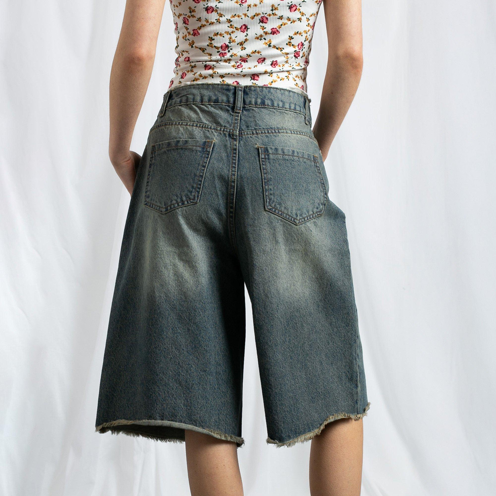 WASHED BLUE - Daisy Street - Wd Leg Jorts Ld53 - 2