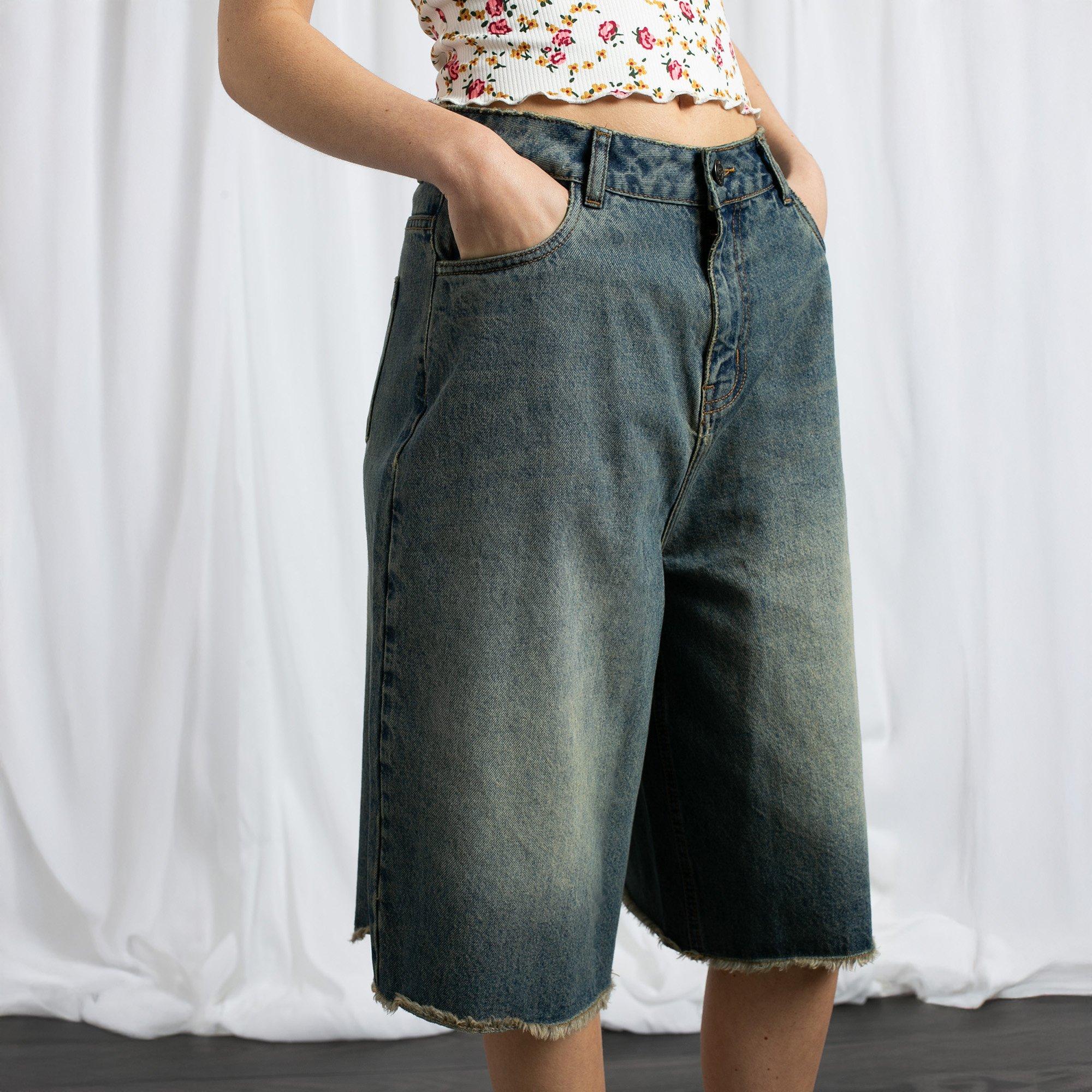 WASHED BLUE - Daisy Street - Wd Leg Jorts Ld53 - 3