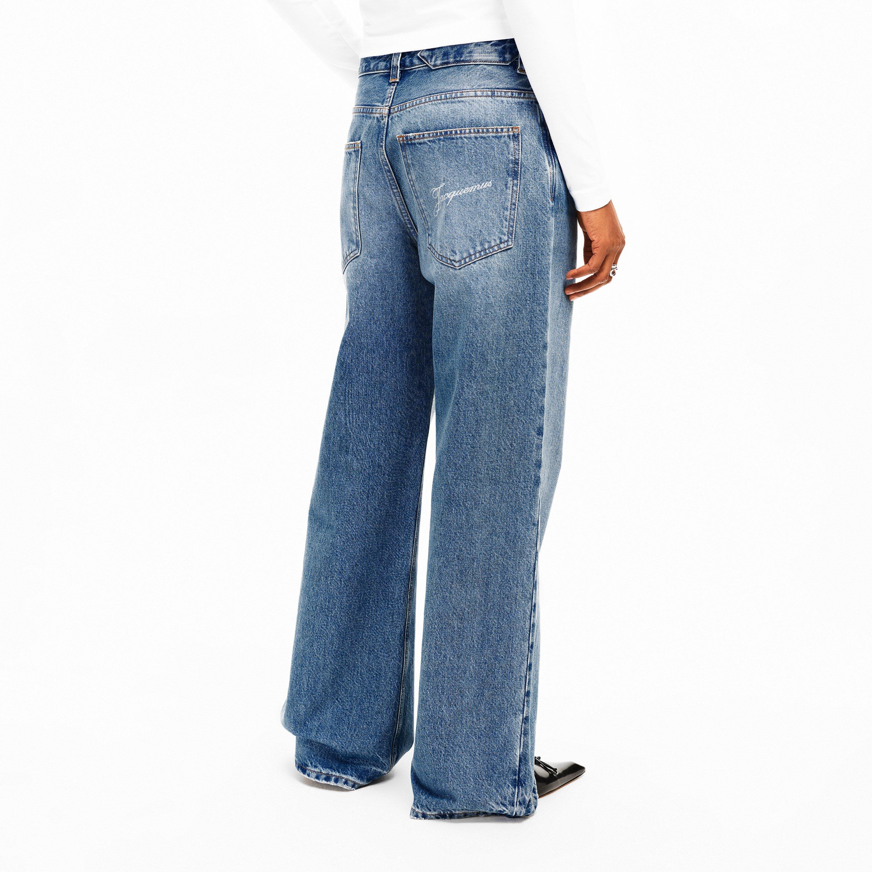 Blue/Tabac - Jacquemus - Women's Jacquard Straight Leg Jeans - 4