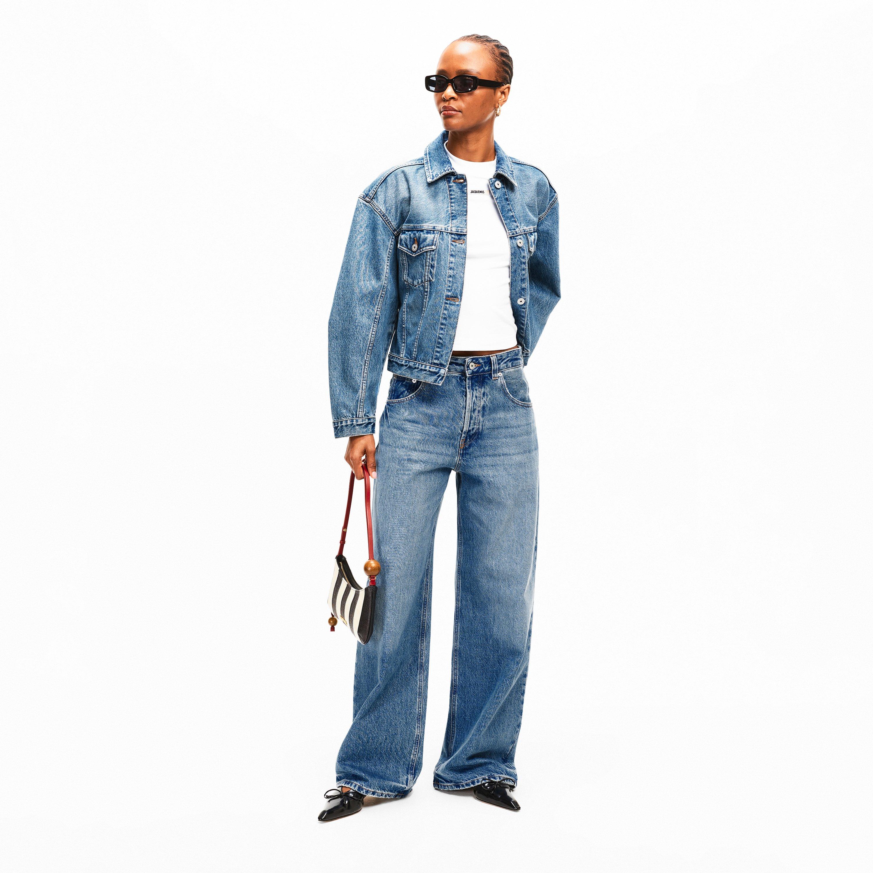 Blue/Tabac - Jacquemus - Women's Jacquard Straight Leg Jeans - 6