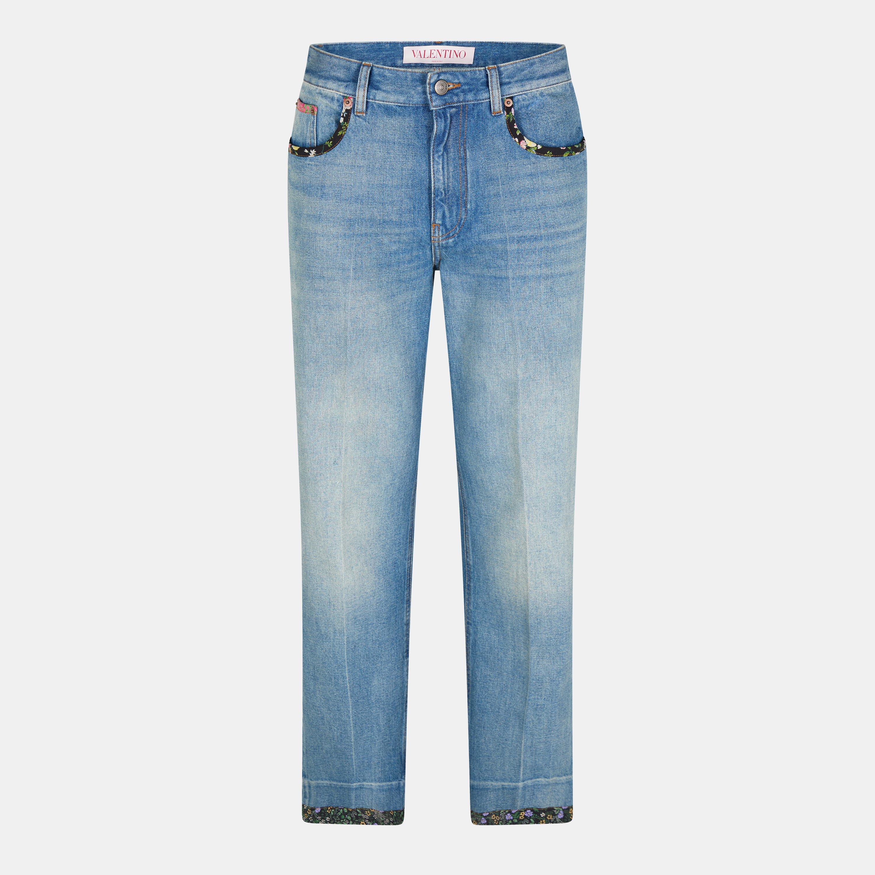 Valentino Women's Solid Straight Leg Jeans - Medium Blue - Size 10 (S)