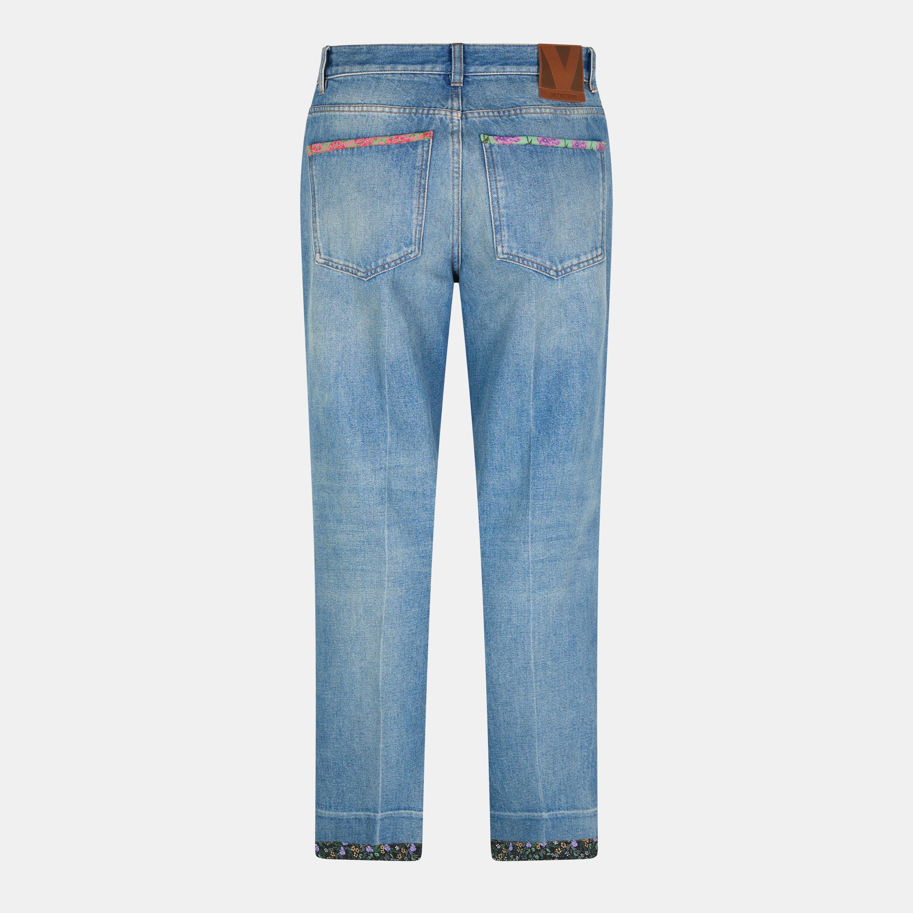 Medium Blue - Valentino - Women's Solid Straight Leg Jeans - 2