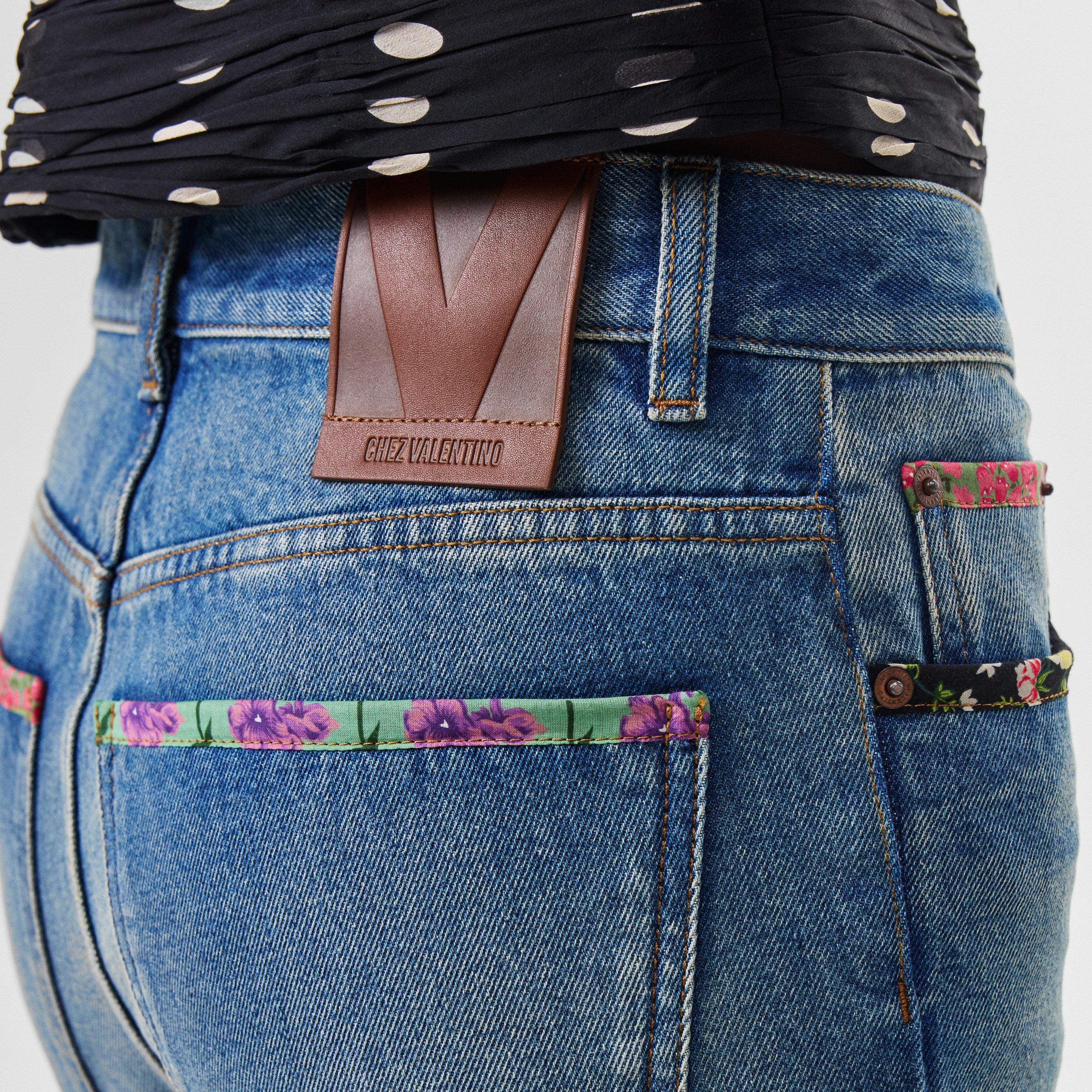 Medium Blue - Valentino - Women's Solid Straight Leg Jeans - 5